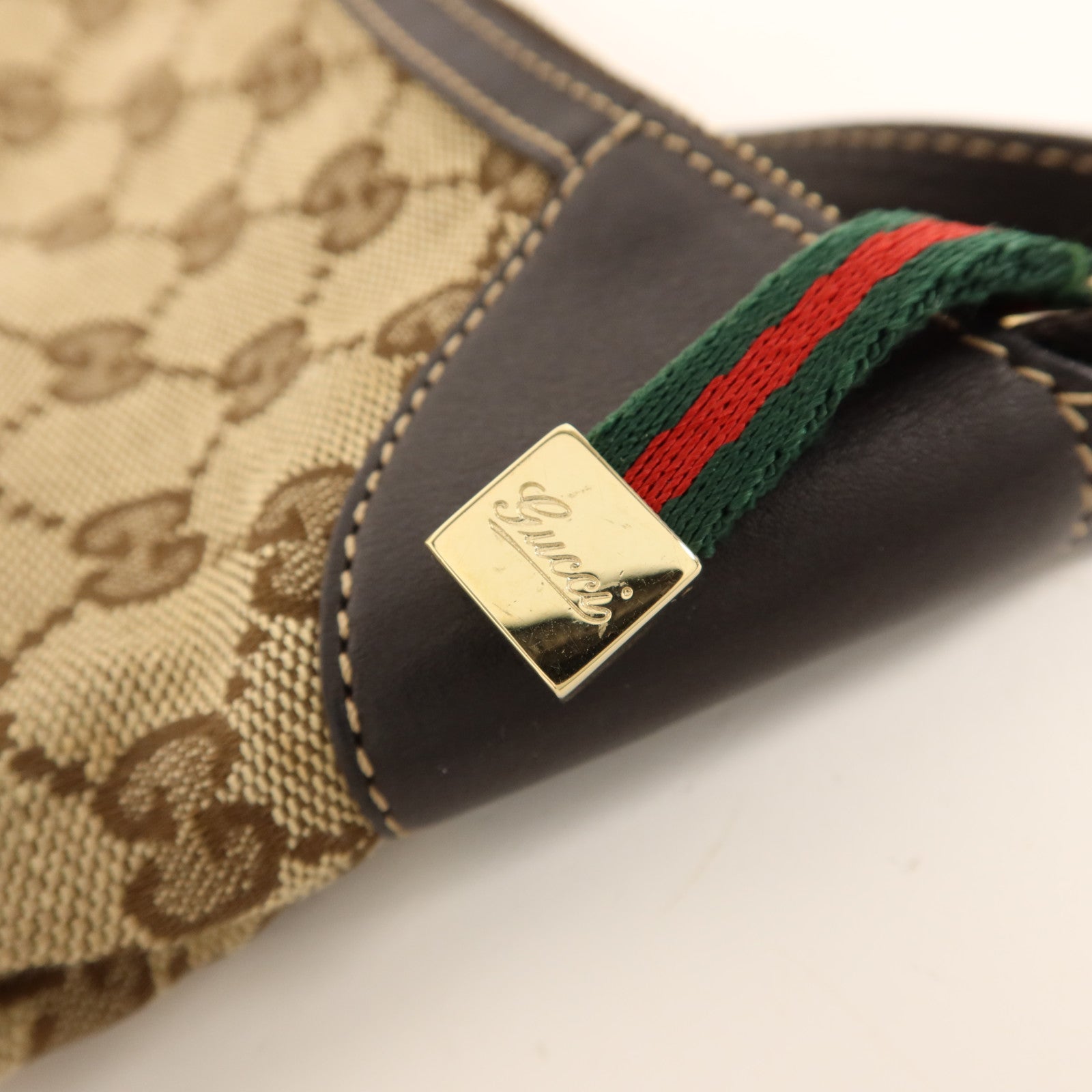 GUCCI 帆布Accessory Pouch Sherry Line Vintage金扣手挽袋