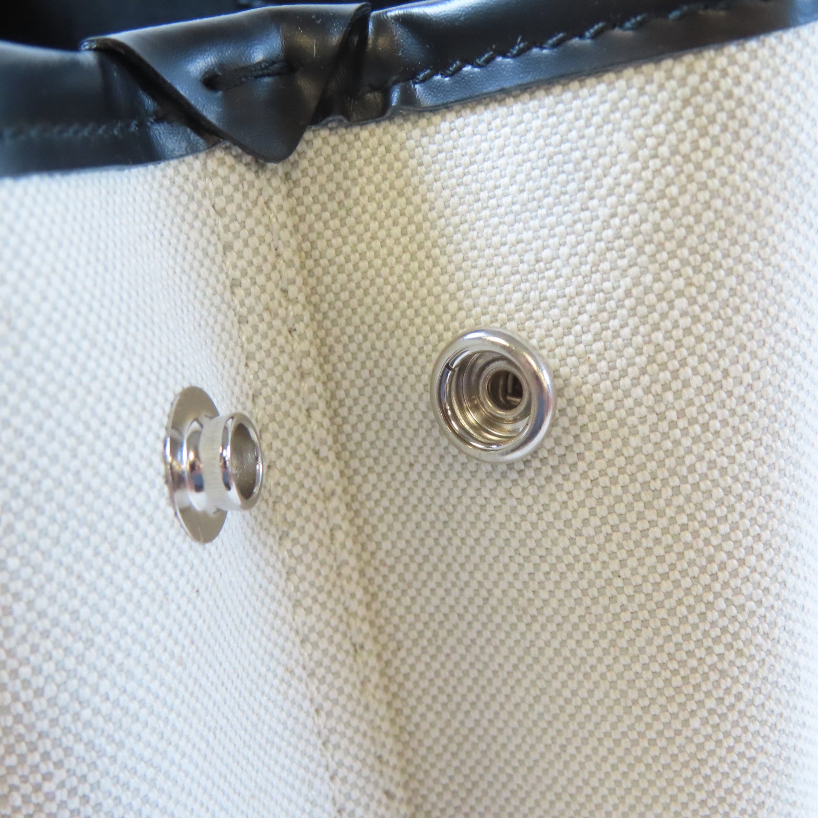 BALENCIAGA 帆布Navy XS Cabas 2 Way Shoulder Bag銀扣手挽肩背兩用袋米色/黑色