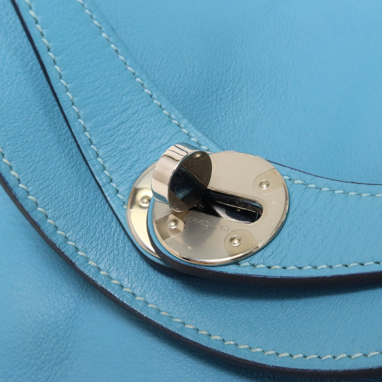 HERMES Swift皮革Lindy 26手挽肩背兩用袋Bleu Du Nord/Vert Verone