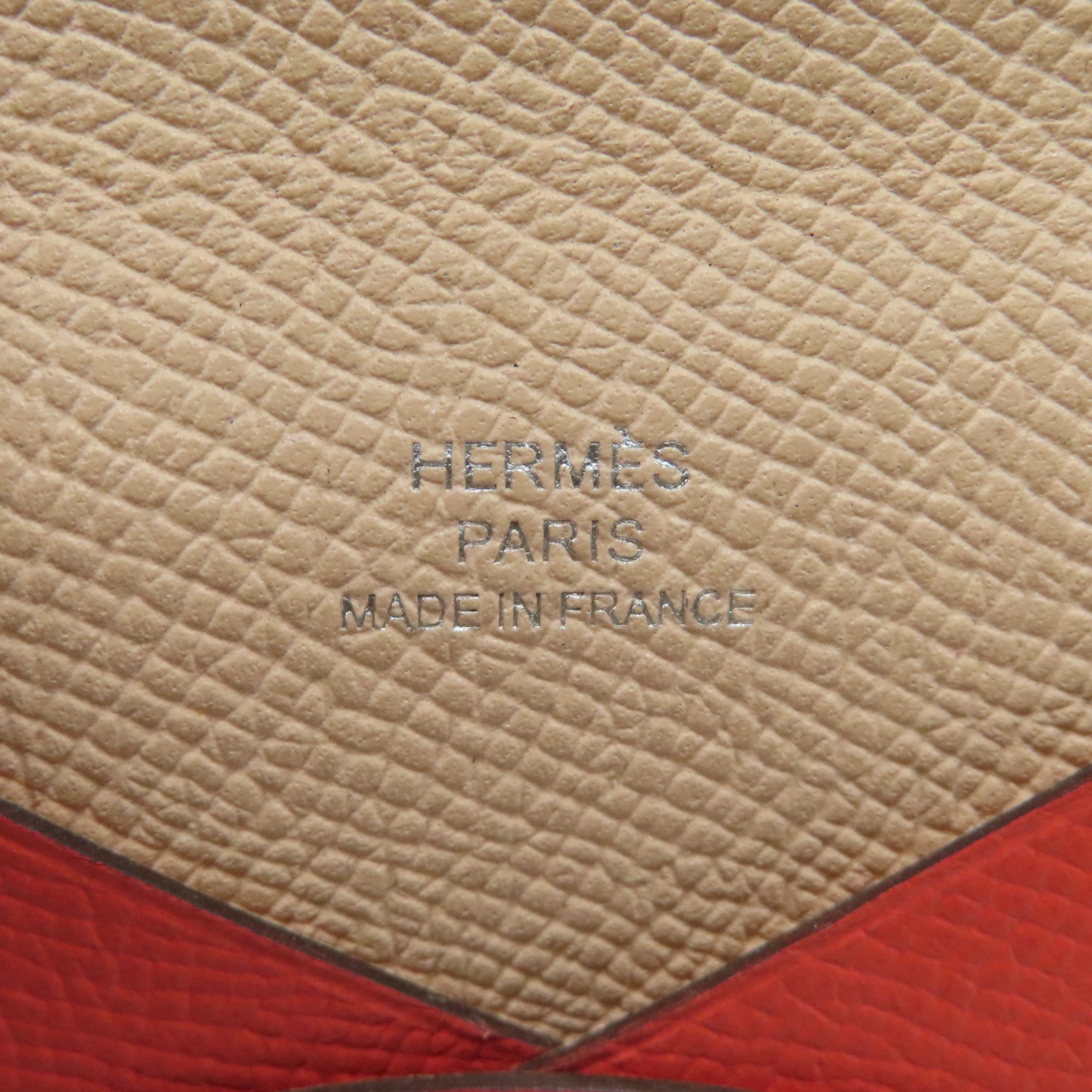 HERMES 【激減優惠】Epsom皮革Calvi Card Holder銀扣卡片套橙色