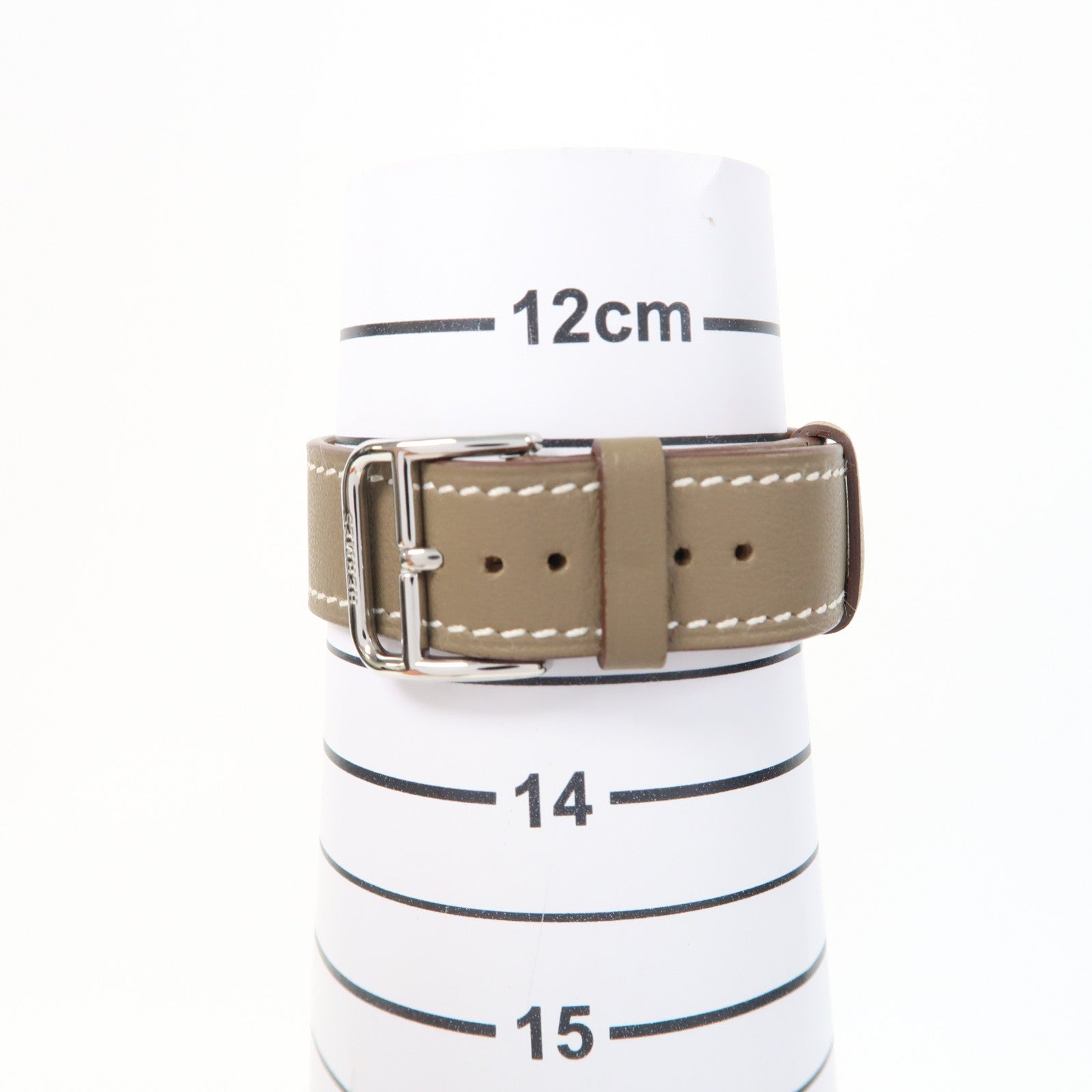 HERMES Arceau Watch不鏽鋼/皮革帶手錶石英機芯白色/Etoupe/灰色