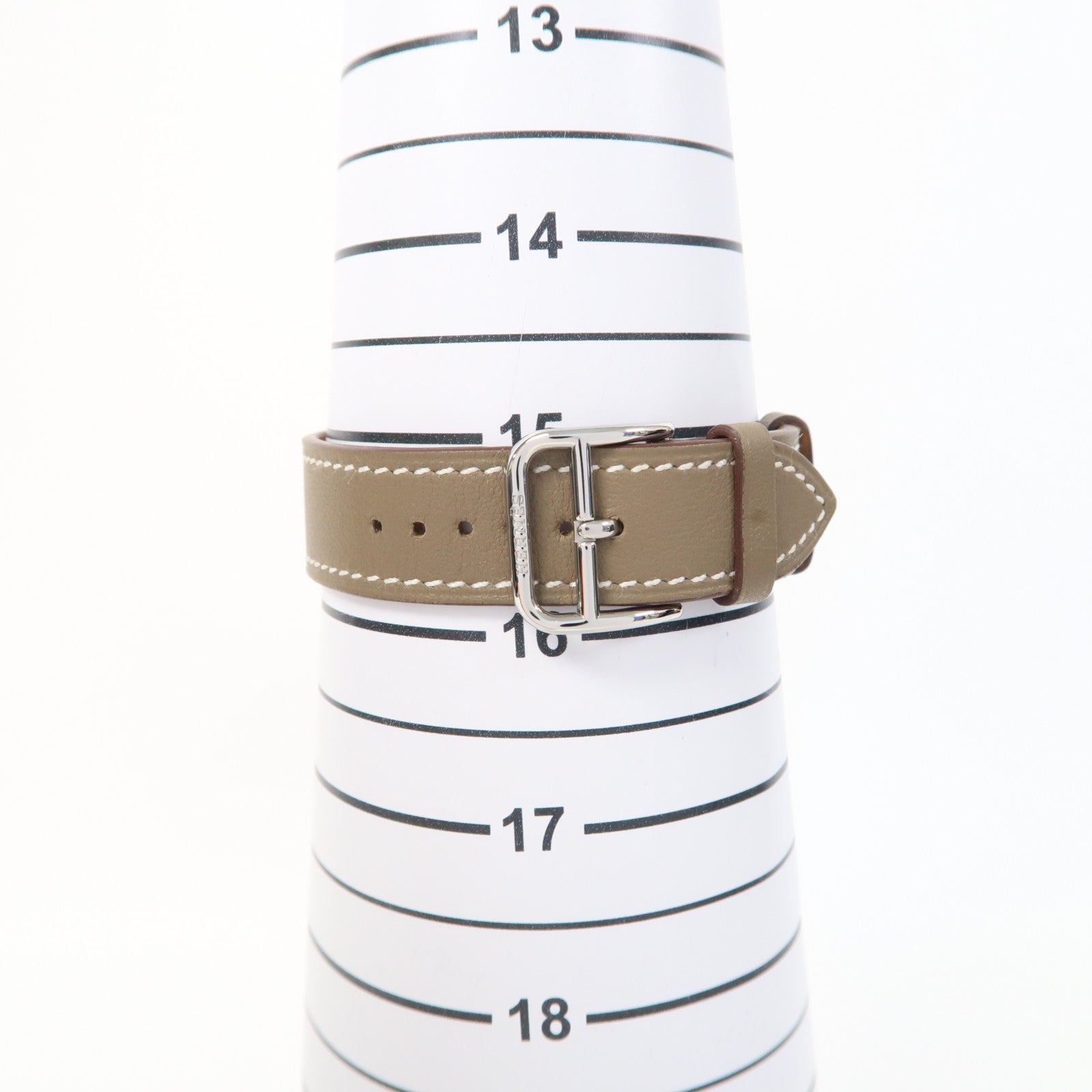 HERMES Arceau Watch不鏽鋼/皮革帶手錶石英機芯白色/Etoupe/灰色