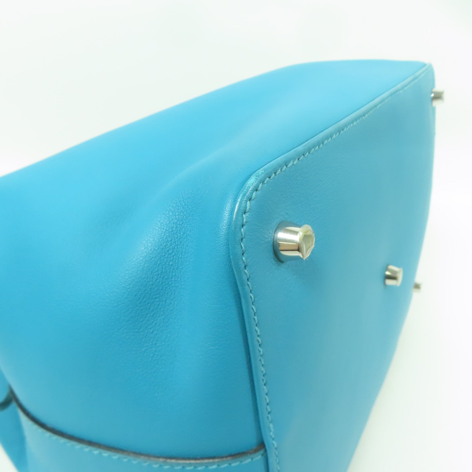 HERMES Swift皮革Toolbox 26銀扣手挽肩背兩用袋Turquoise