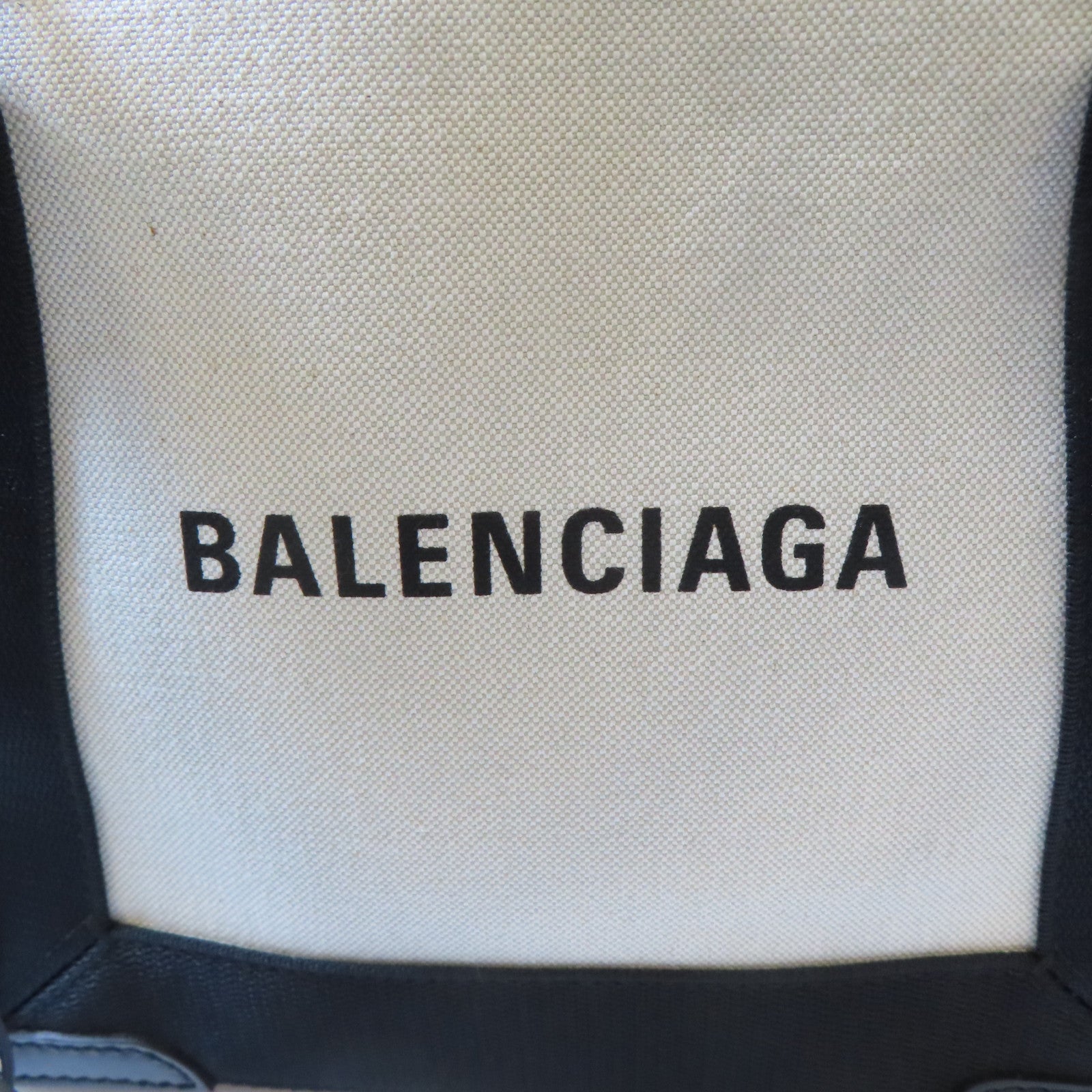 BALENCIAGA 帆布Navy XS Cabas 2 Way Shoulder Bag銀扣手挽肩背兩用袋米色/黑色