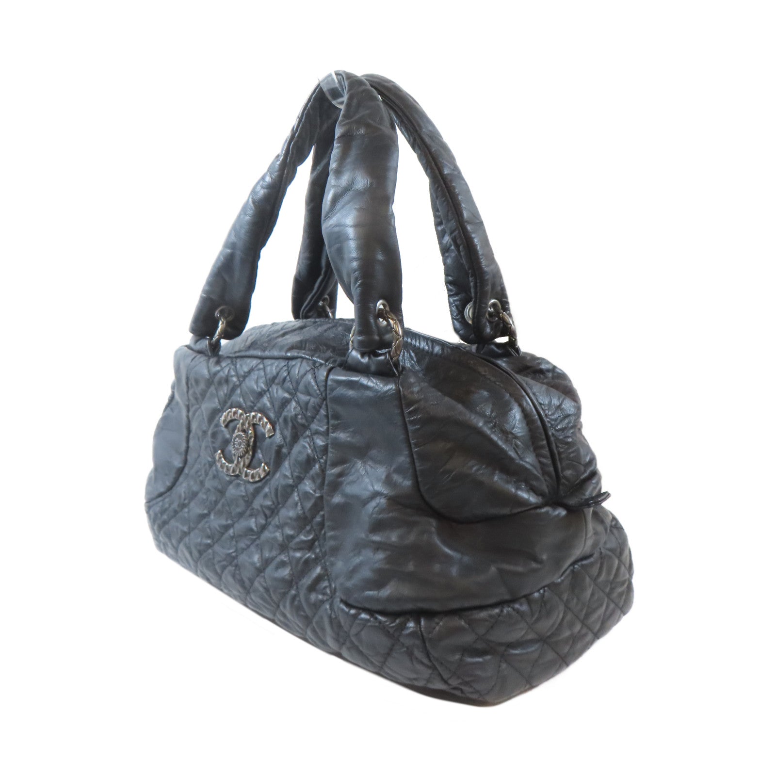 CHANEL 【激減優惠】菱格牛皮皮革Shoulder Bag銀扣肩背袋黑色
