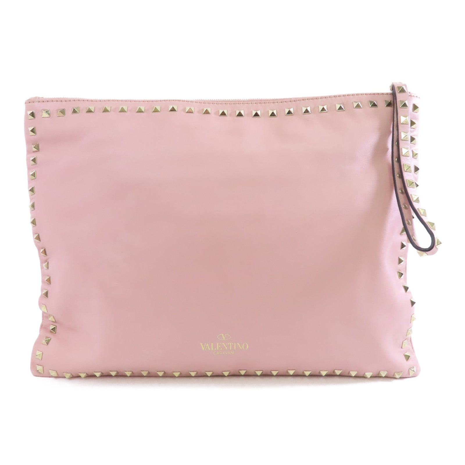 Valentino 【激減優惠】牛皮皮革Clutch Bag金扣手拿包粉紅色