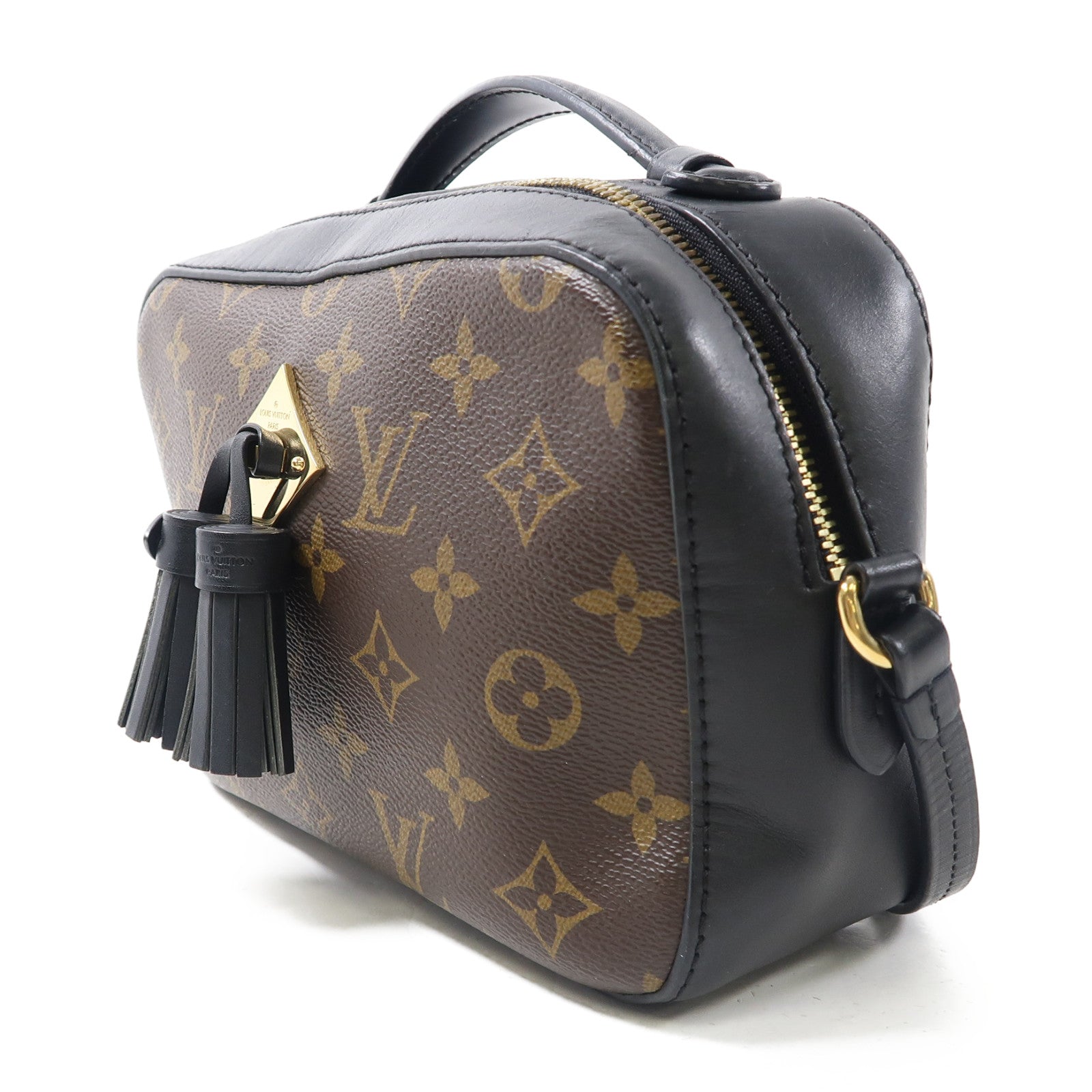LOUIS VUITTON Monogram Saintogen金扣手挽肩背兩用袋棕色/黑色