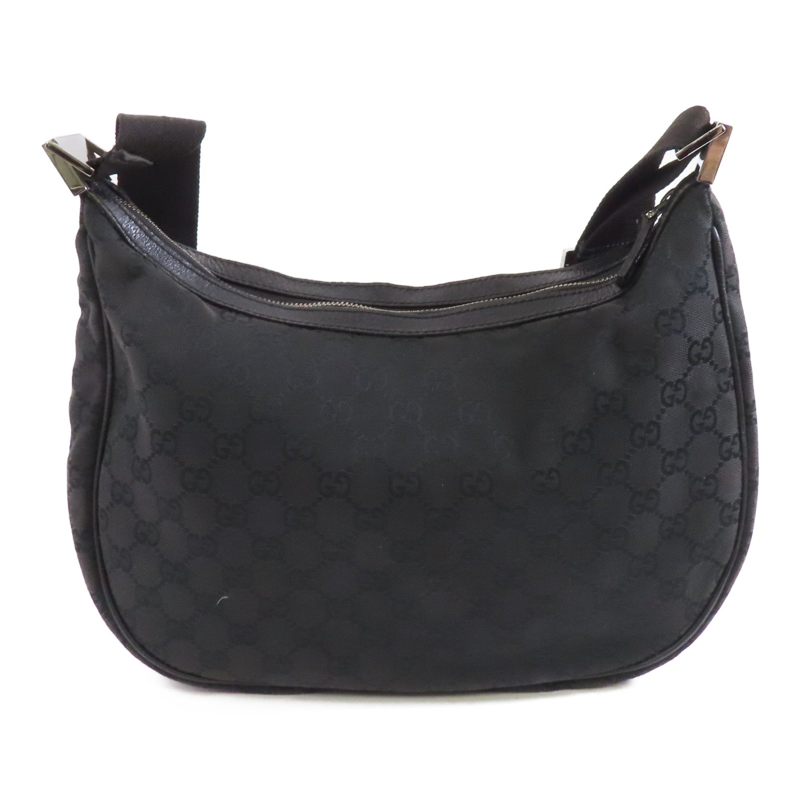 GUCCI 帆布Shoulder Bag銀扣肩背袋黑色