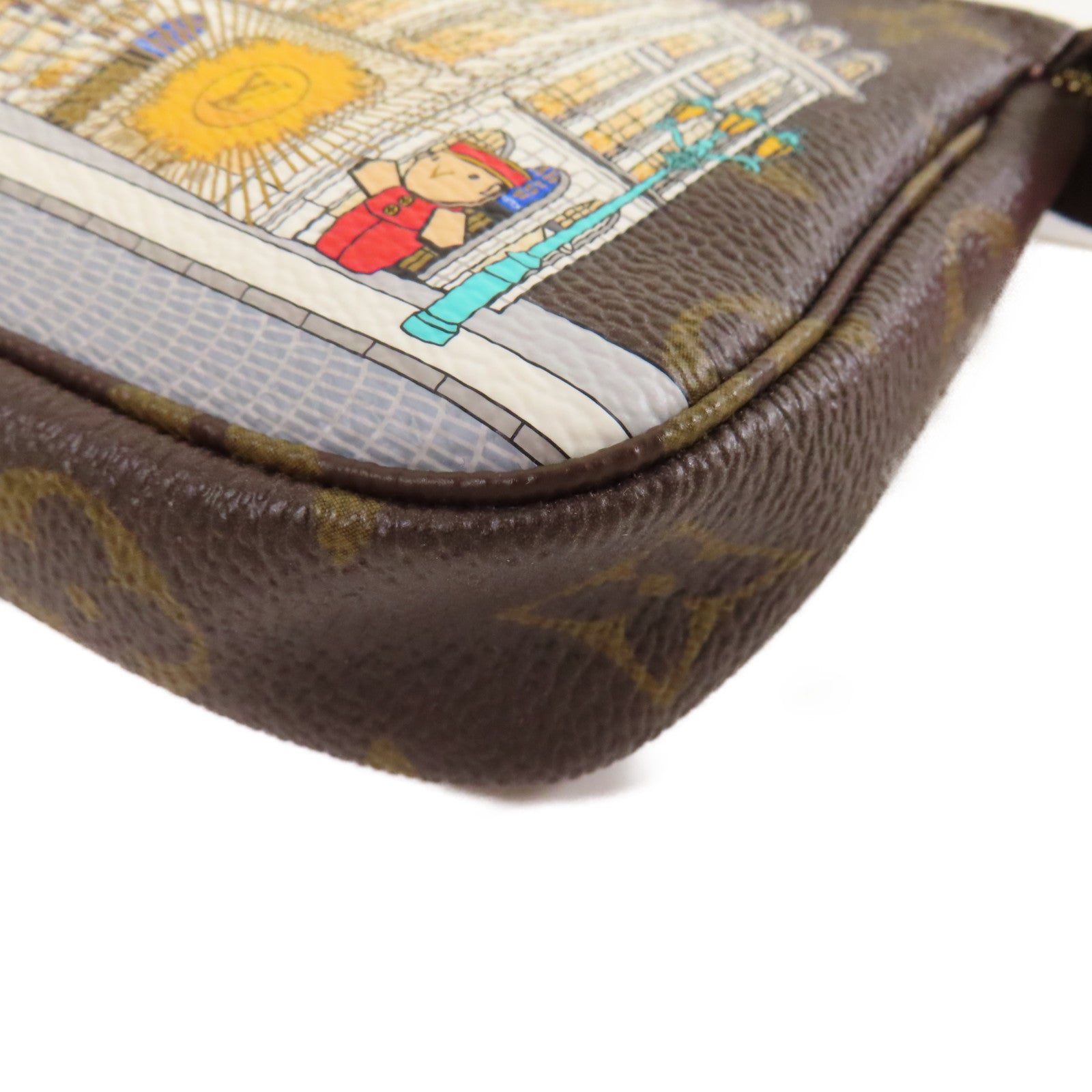 LOUIS VUITTON 【激減優惠】Monogram Mini Pochette Accessoires Pouch金扣鏈帶手挽袋啡色