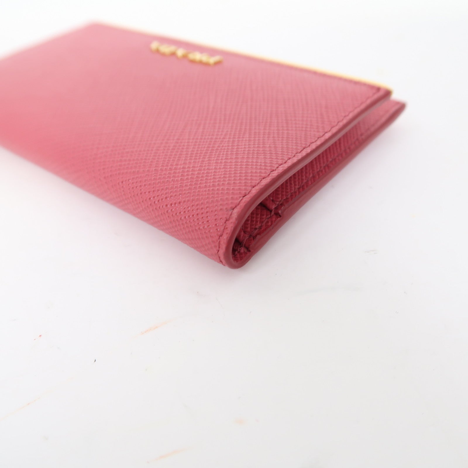 PRADA 牛皮皮革Card Case金扣卡片套粉紅色