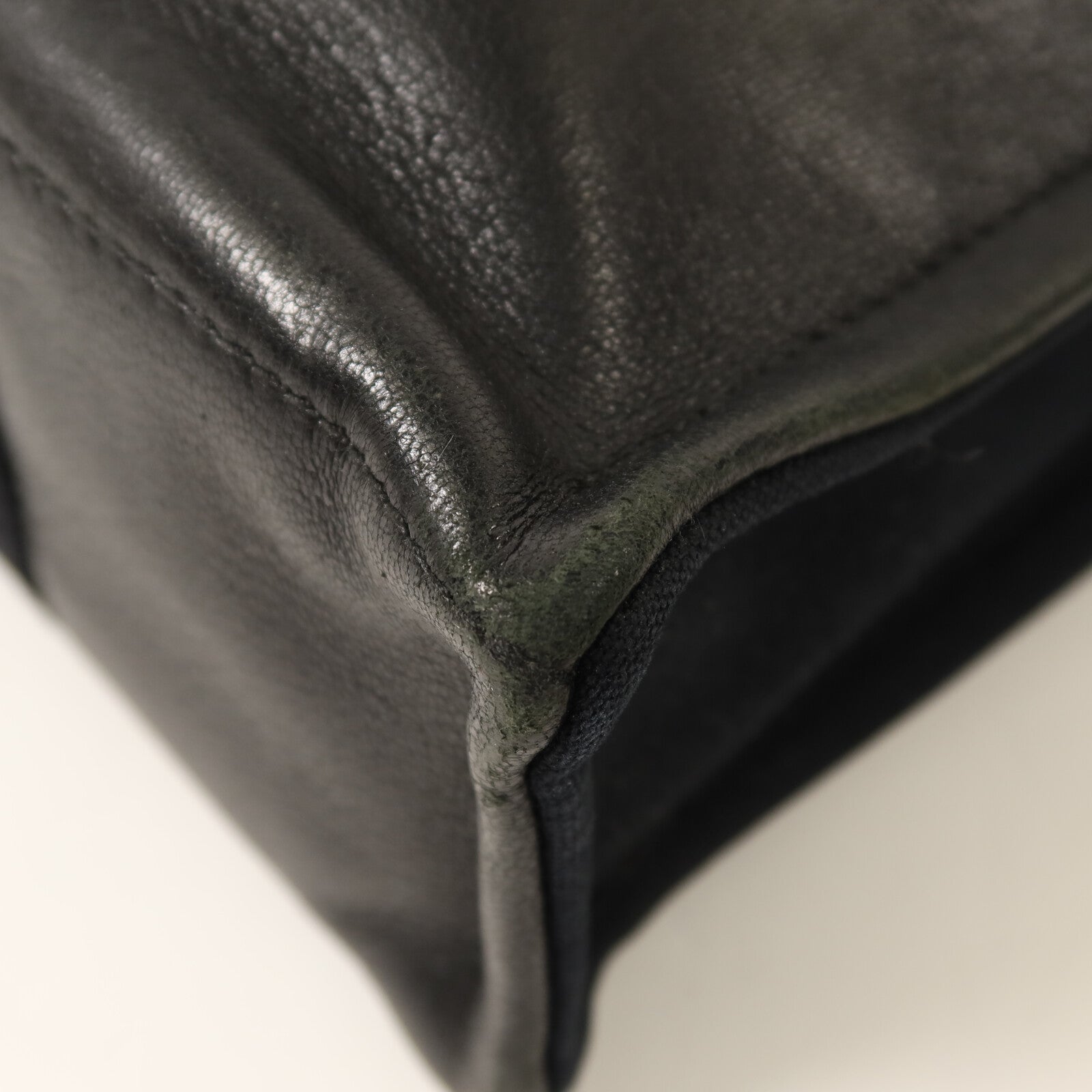 HERMES 帆布/牛皮皮革Fourre Tout PM銀扣手挽袋Noir