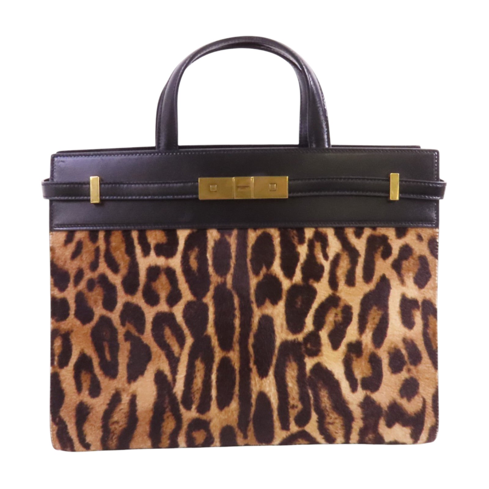 SAINT LAURENT 馬毛Manhattan金扣手挽肩背兩用袋