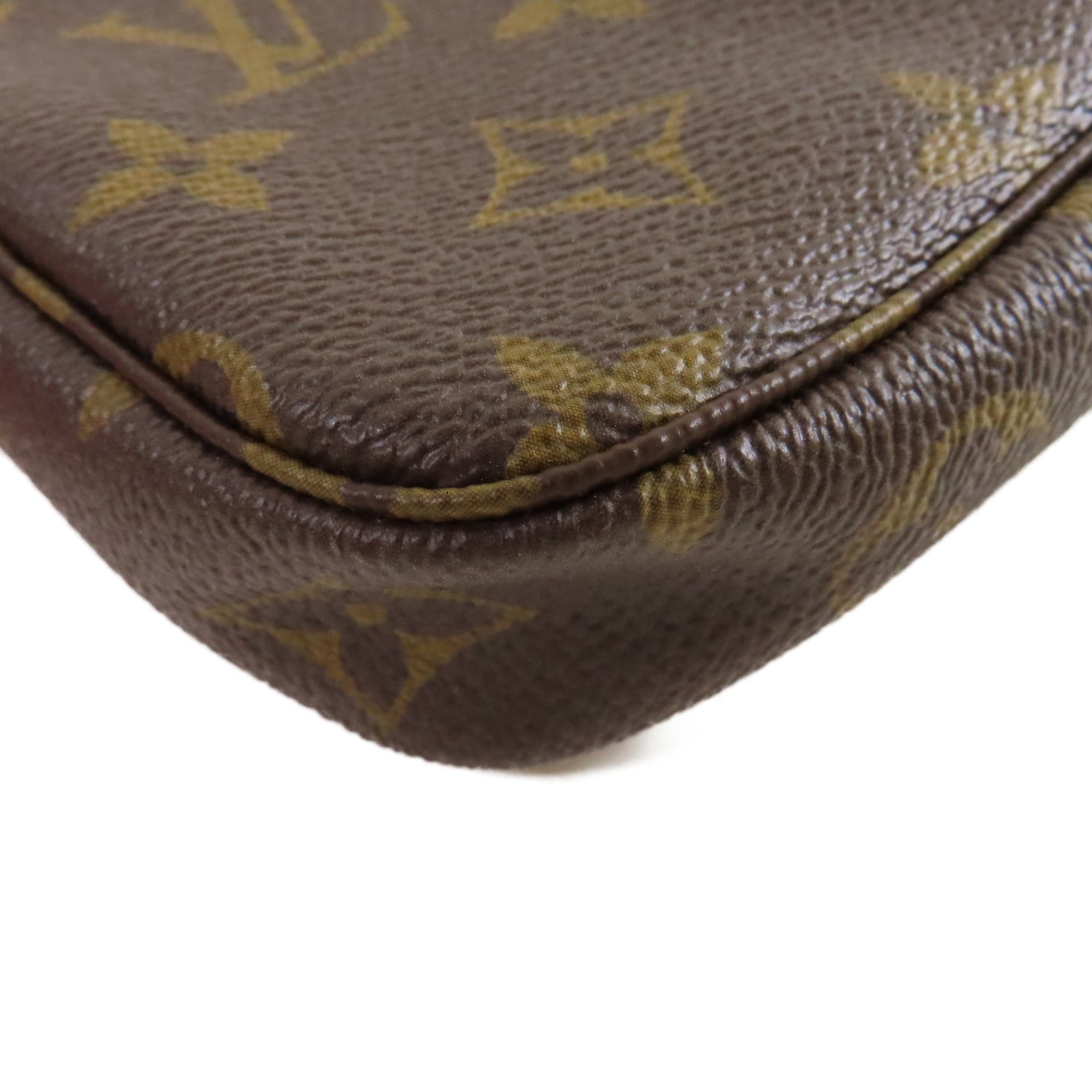 LOUIS VUITTON 【激減優惠】Monogram Mini Pochette Accessoires Pouch金扣鏈帶手挽袋啡色