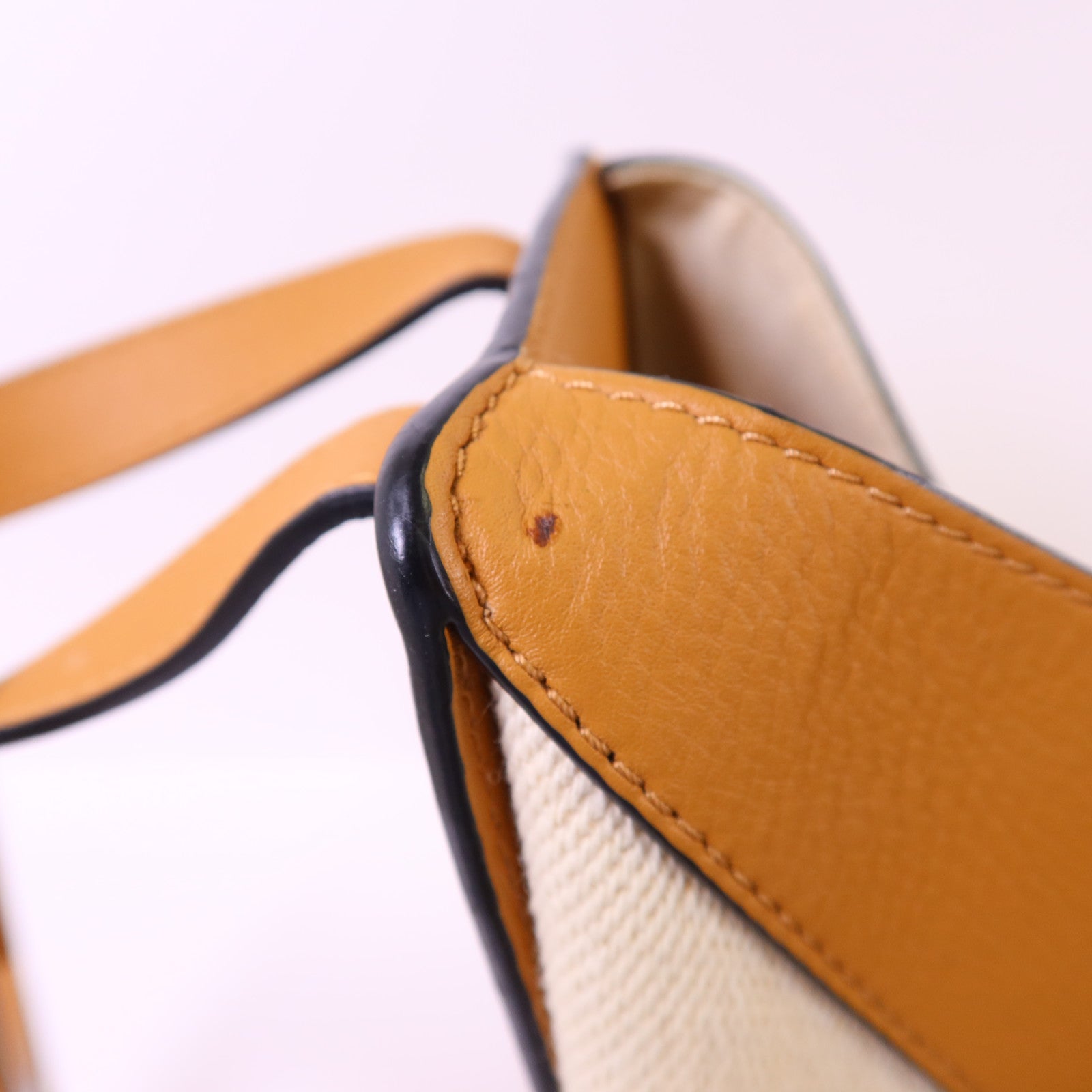 LOEWE 帆布/牛皮皮革Small Hammock Ken Price銀扣肩背袋