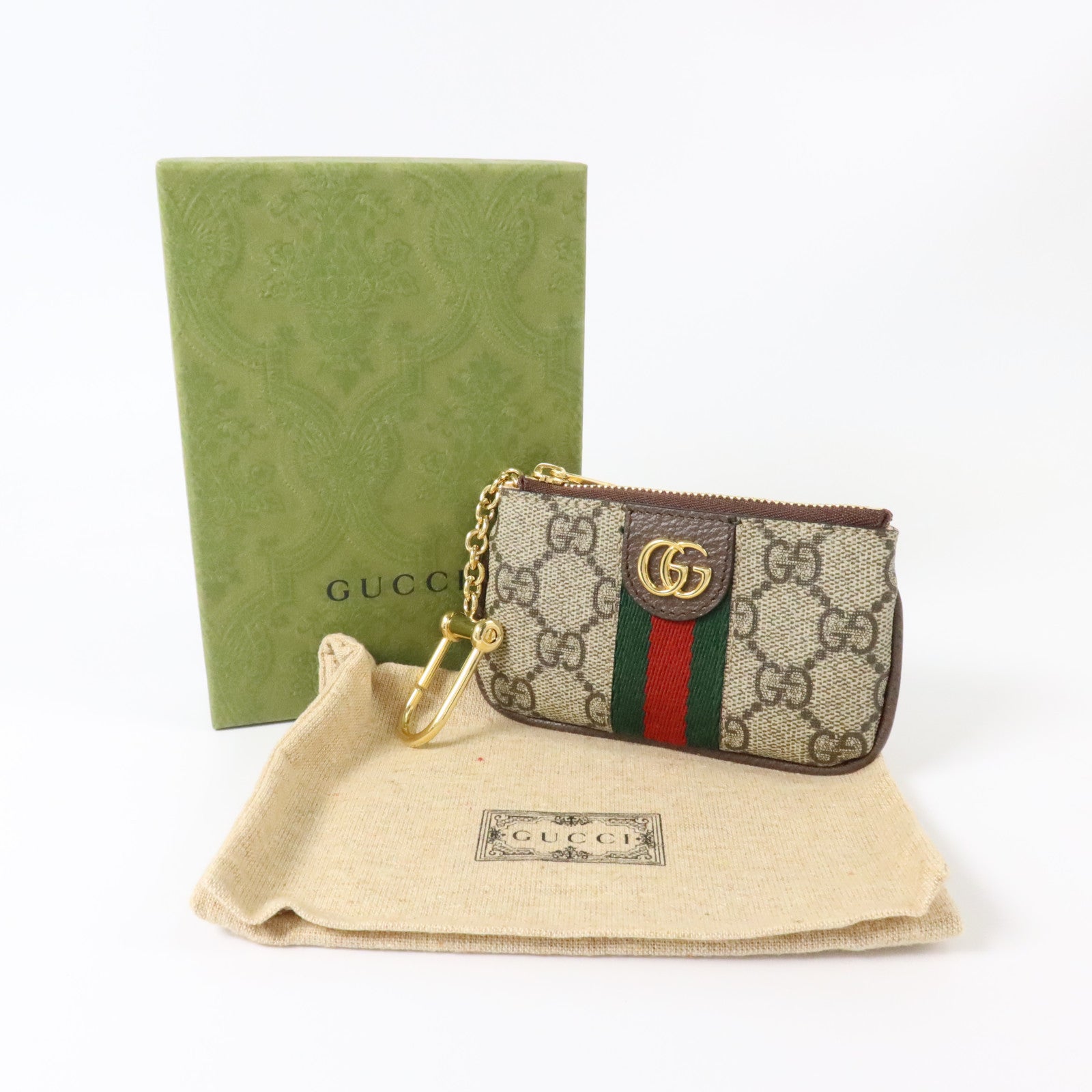 GUCCI 塗層帆布Ophidia GG Key Case金扣鎖匙套