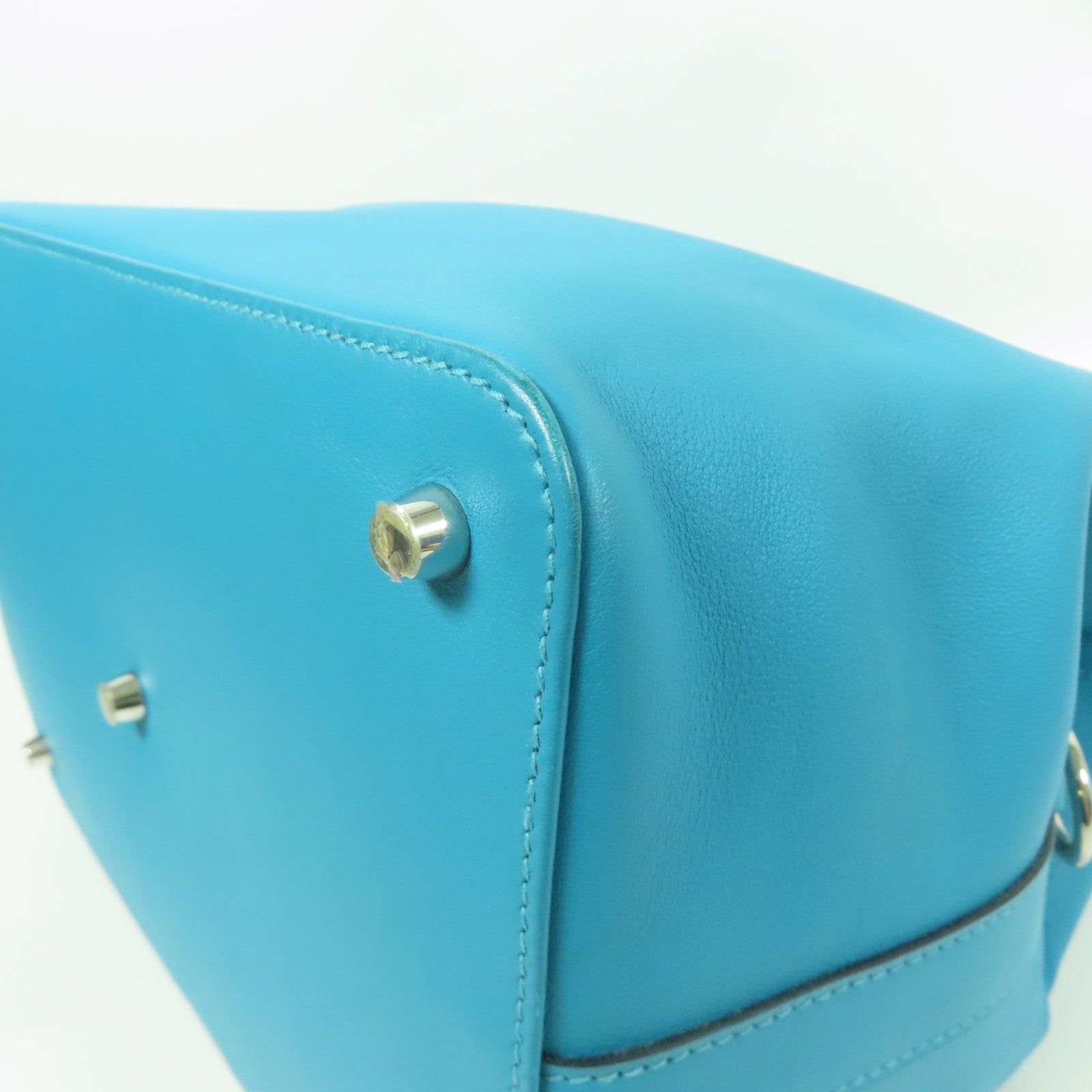 HERMES Swift皮革Toolbox 26銀扣手挽肩背兩用袋Turquoise