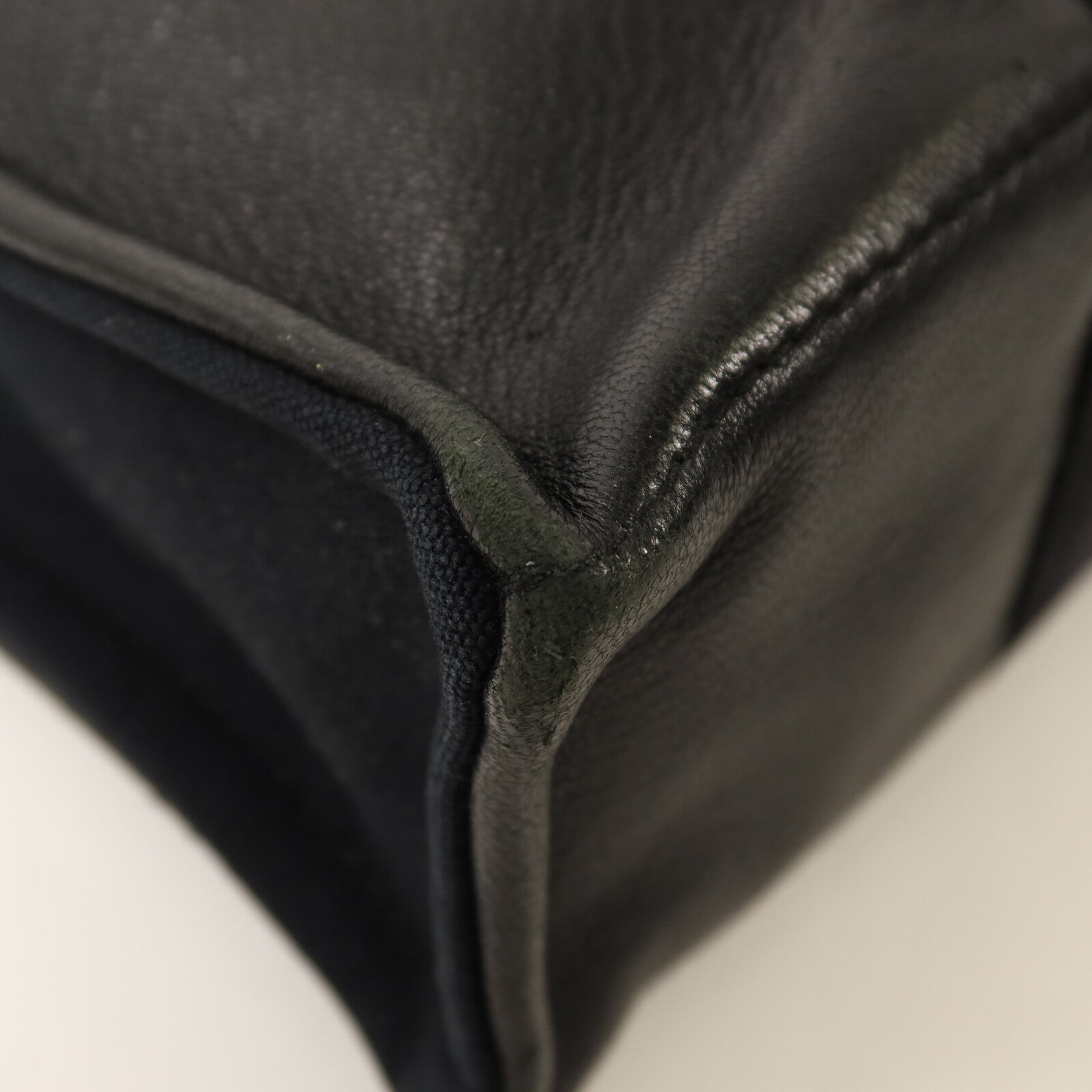 HERMES 帆布/牛皮皮革Fourre Tout PM銀扣手挽袋Noir