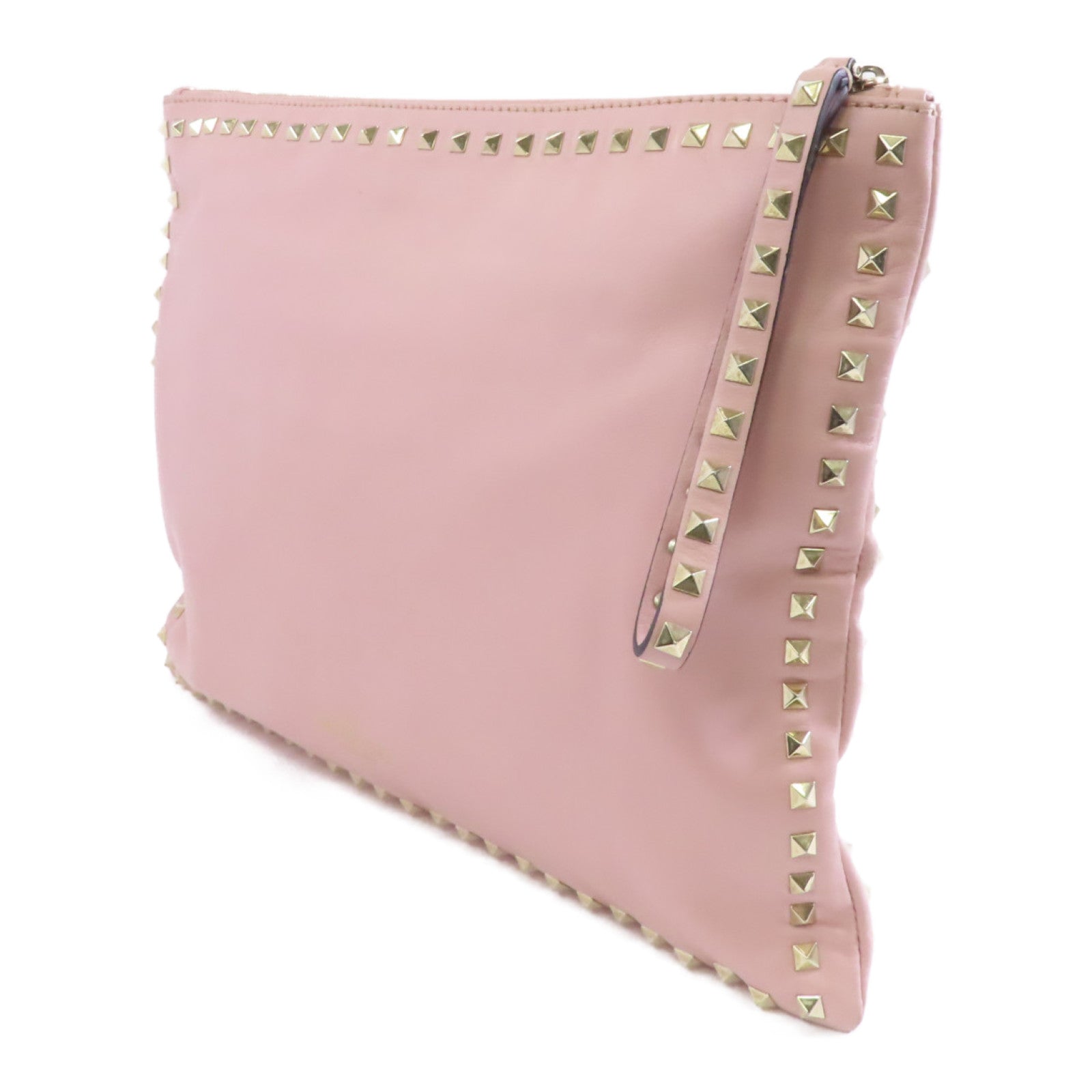 Valentino 【激減優惠】牛皮皮革Clutch Bag金扣手拿包粉紅色