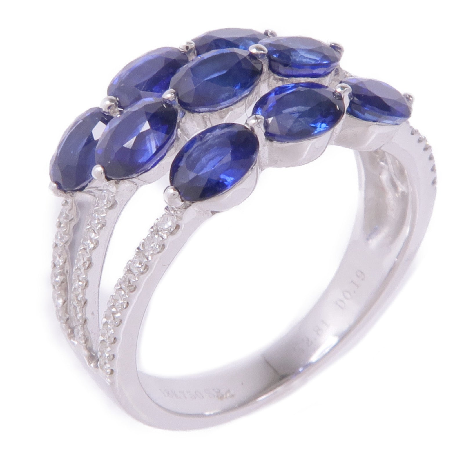 JEWELRY 【激減優惠】18K白金/藍寶石Sapphire Diamond Ring鑽石戒指US#6.5