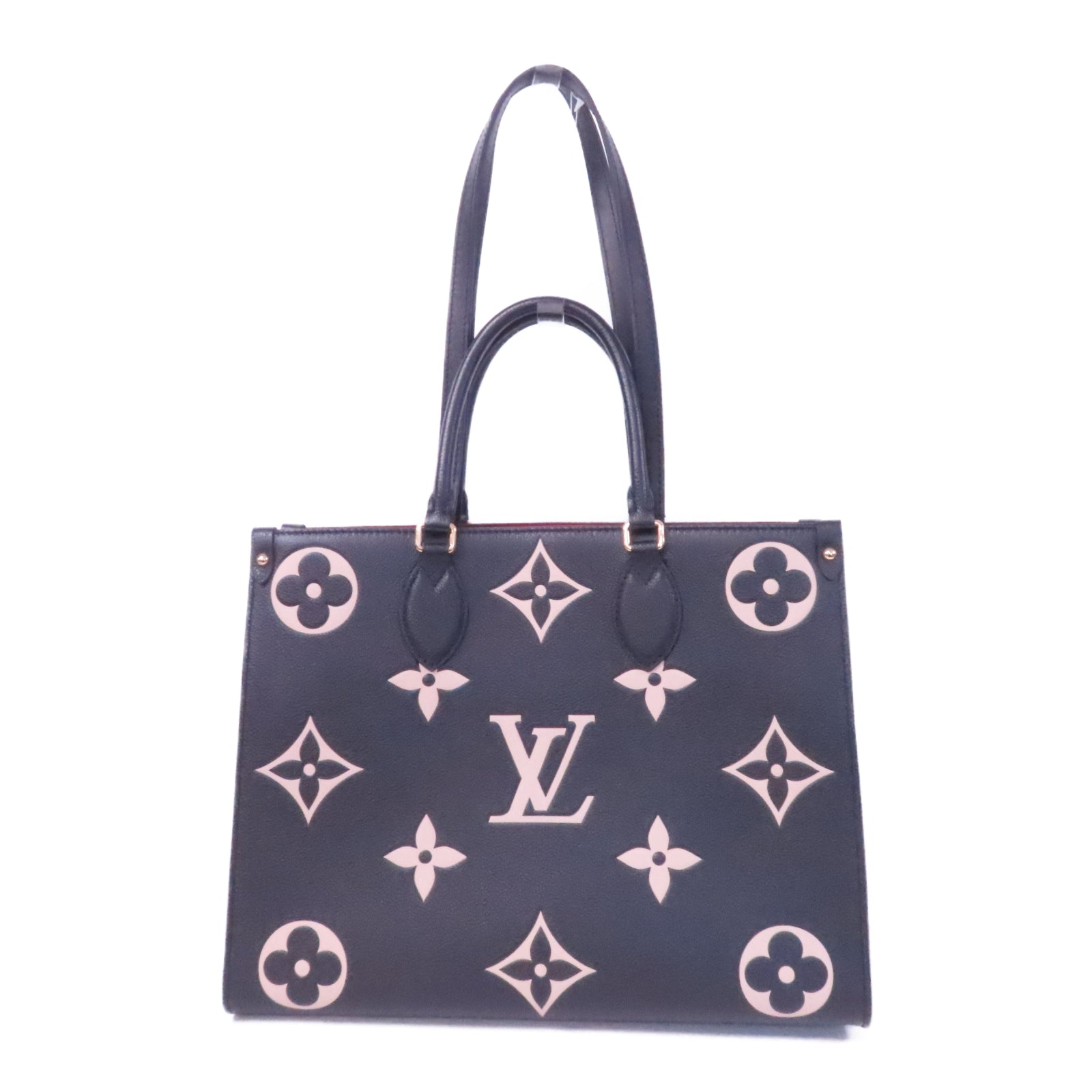 LOUIS VUITTON Monogram Empreinte On The Go 金扣手挽肩背兩用袋黑色