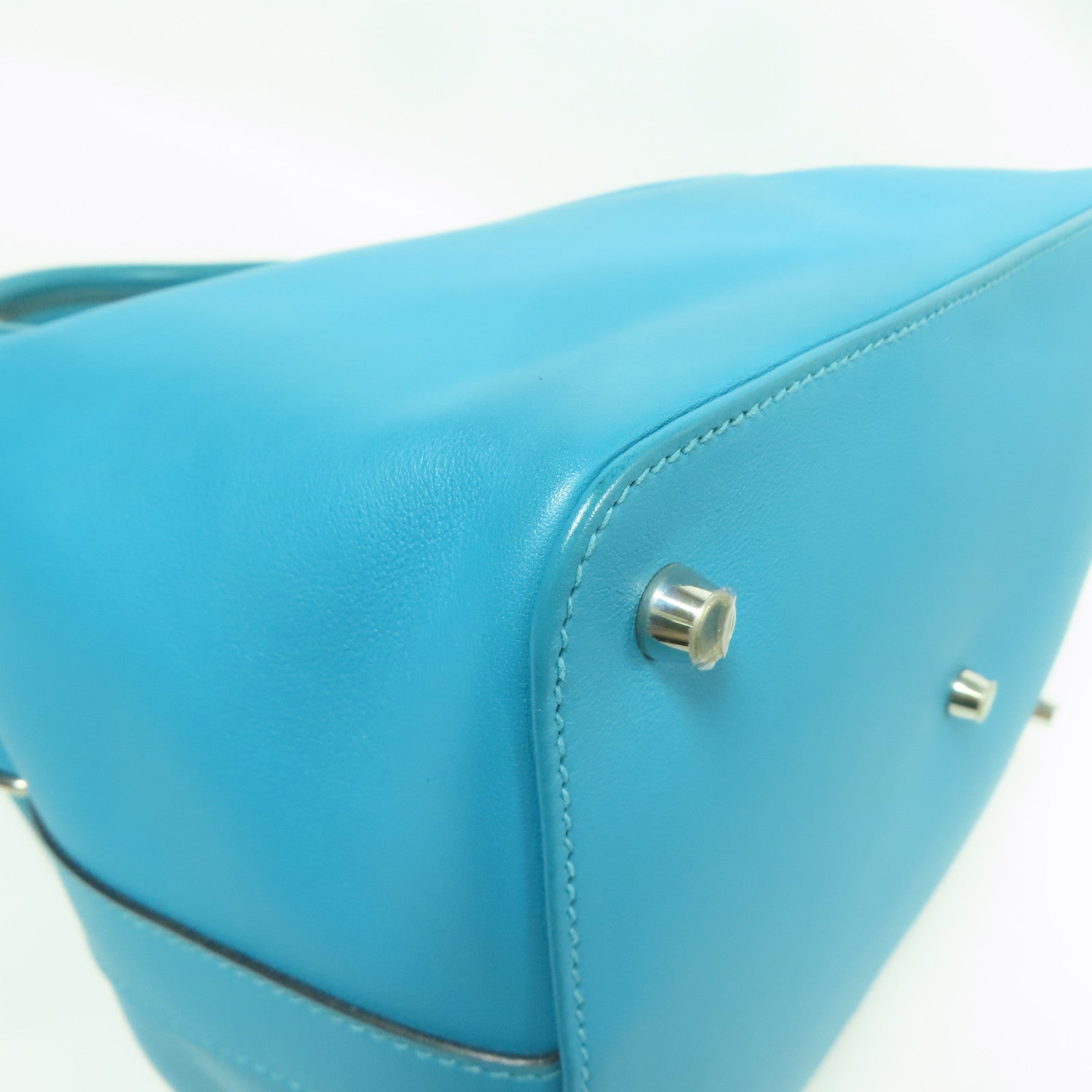 HERMES Swift皮革Toolbox 26銀扣手挽肩背兩用袋Turquoise