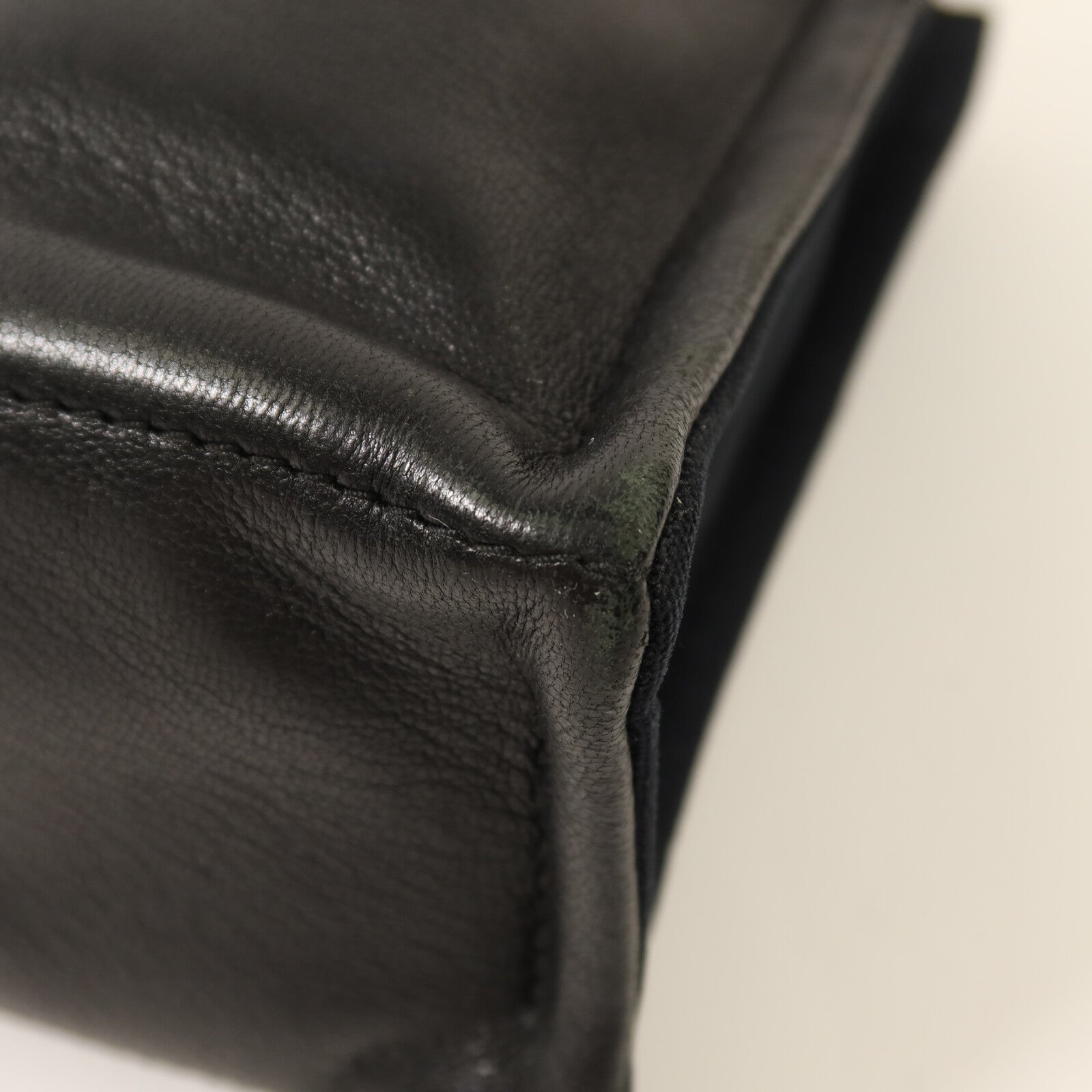HERMES 帆布/牛皮皮革Fourre Tout PM銀扣手挽袋Noir