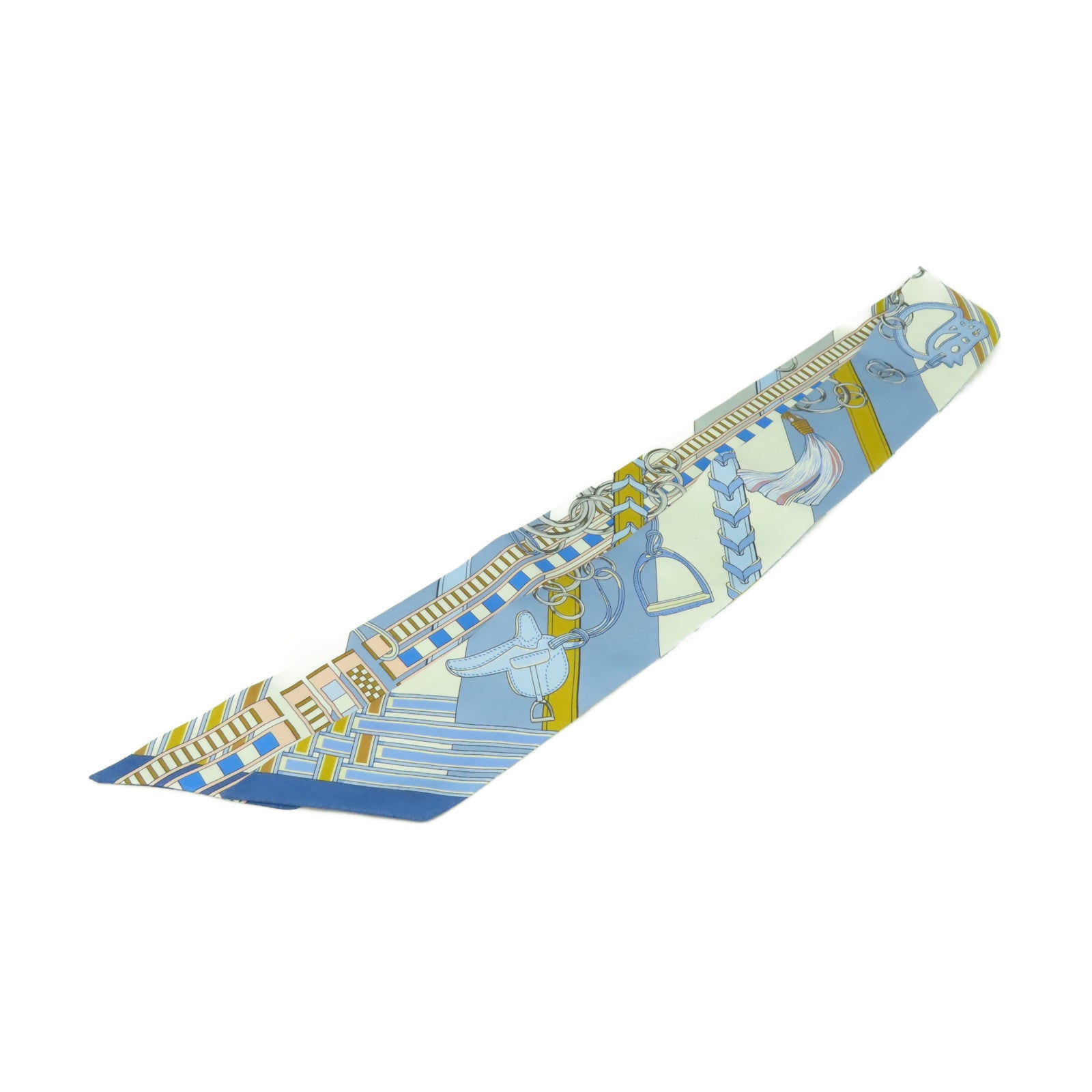 HERMES 【激減優惠】絲質Twilly絲巾藍色