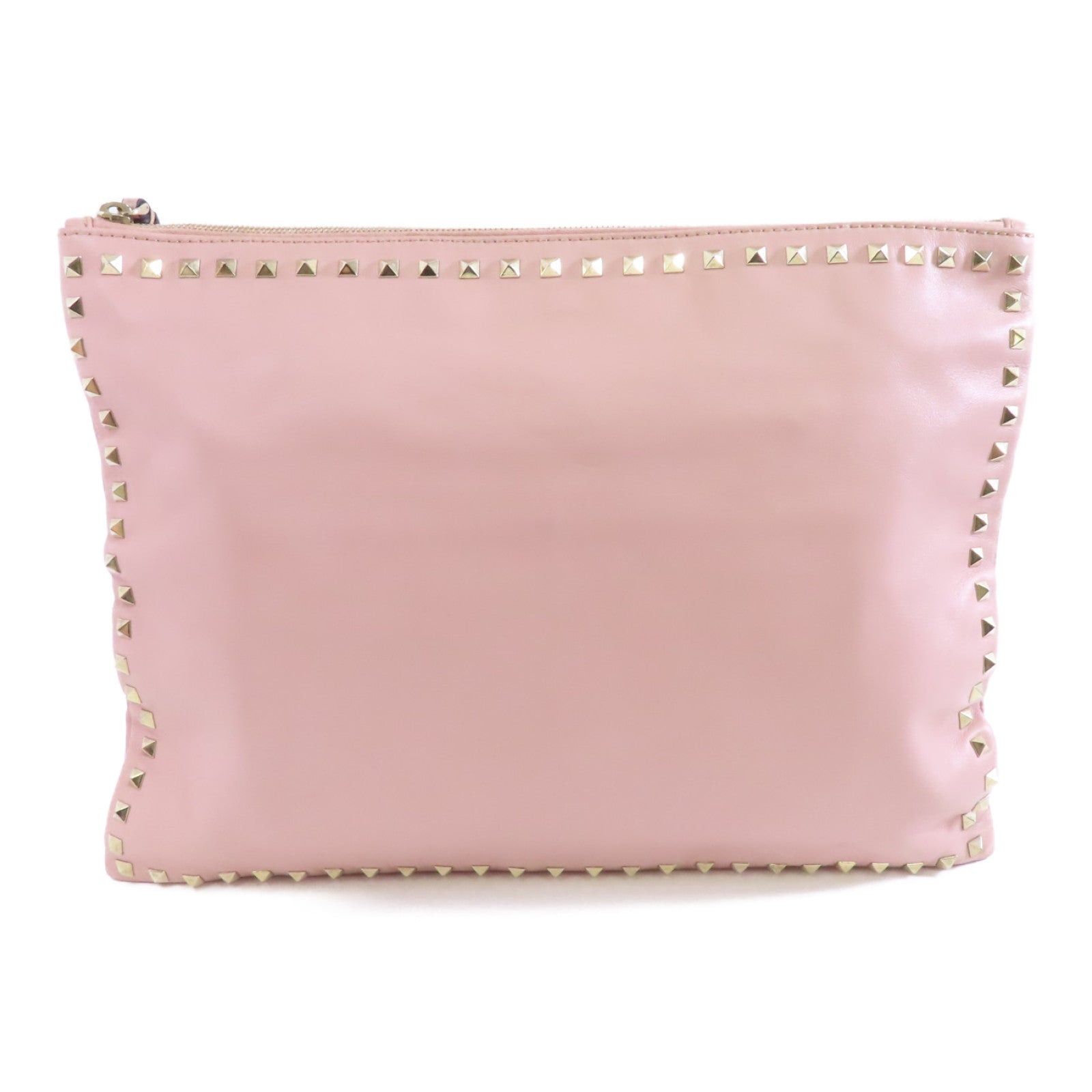 Valentino 【激減優惠】牛皮皮革Clutch Bag金扣手拿包粉紅色