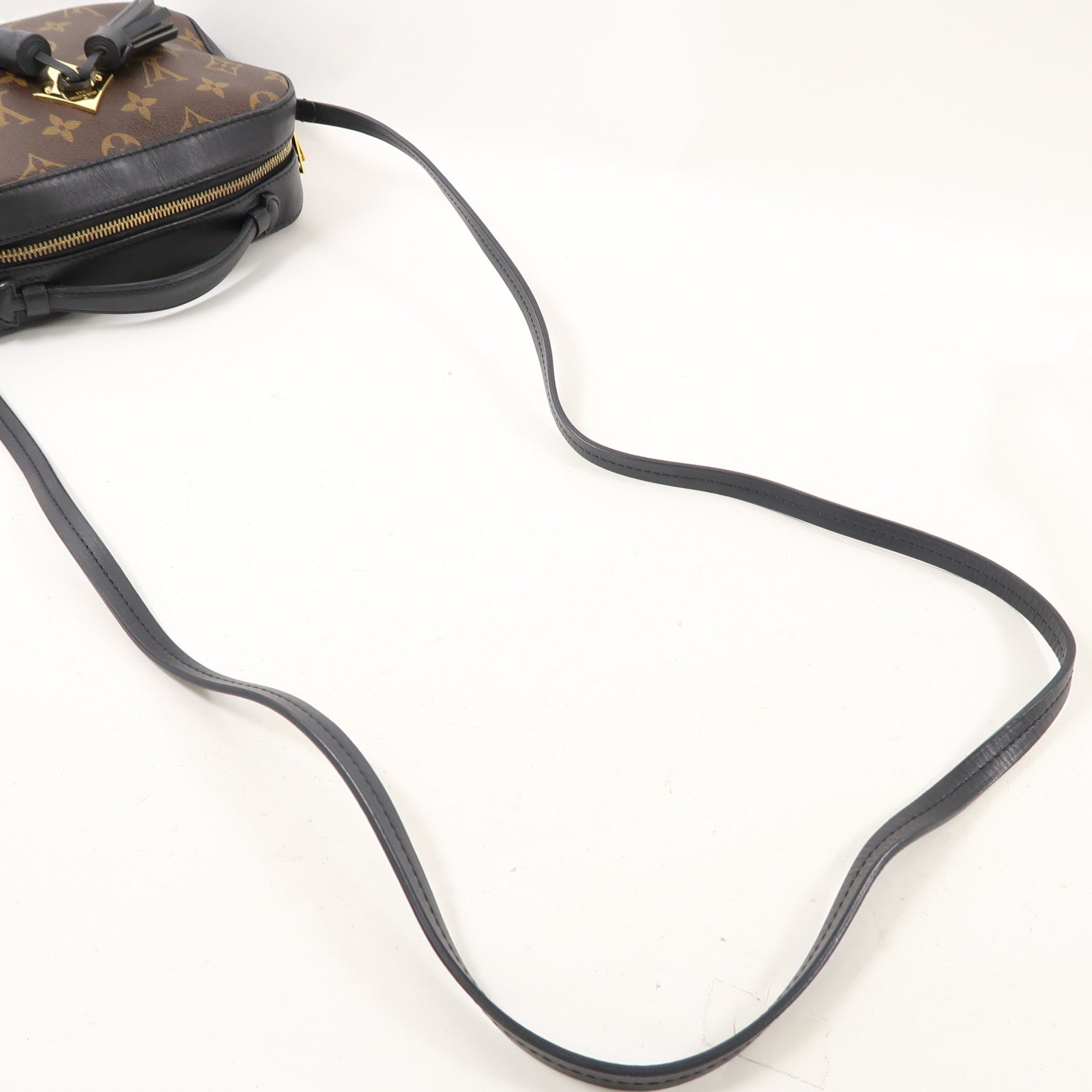 LOUIS VUITTON Monogram Saintogen金扣手挽肩背兩用袋棕色/黑色