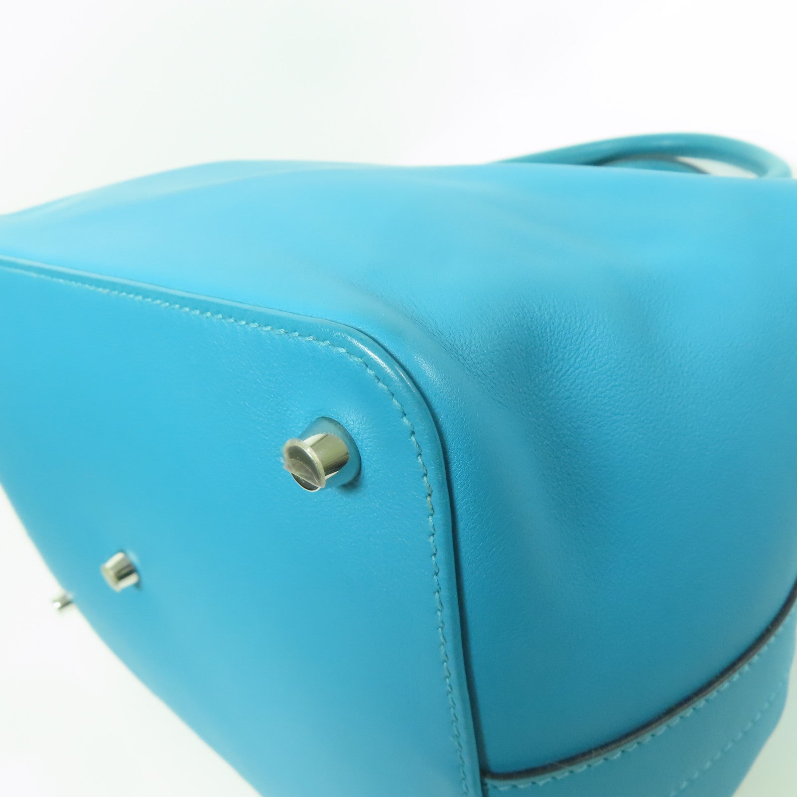 HERMES Swift皮革Toolbox 26銀扣手挽肩背兩用袋Turquoise