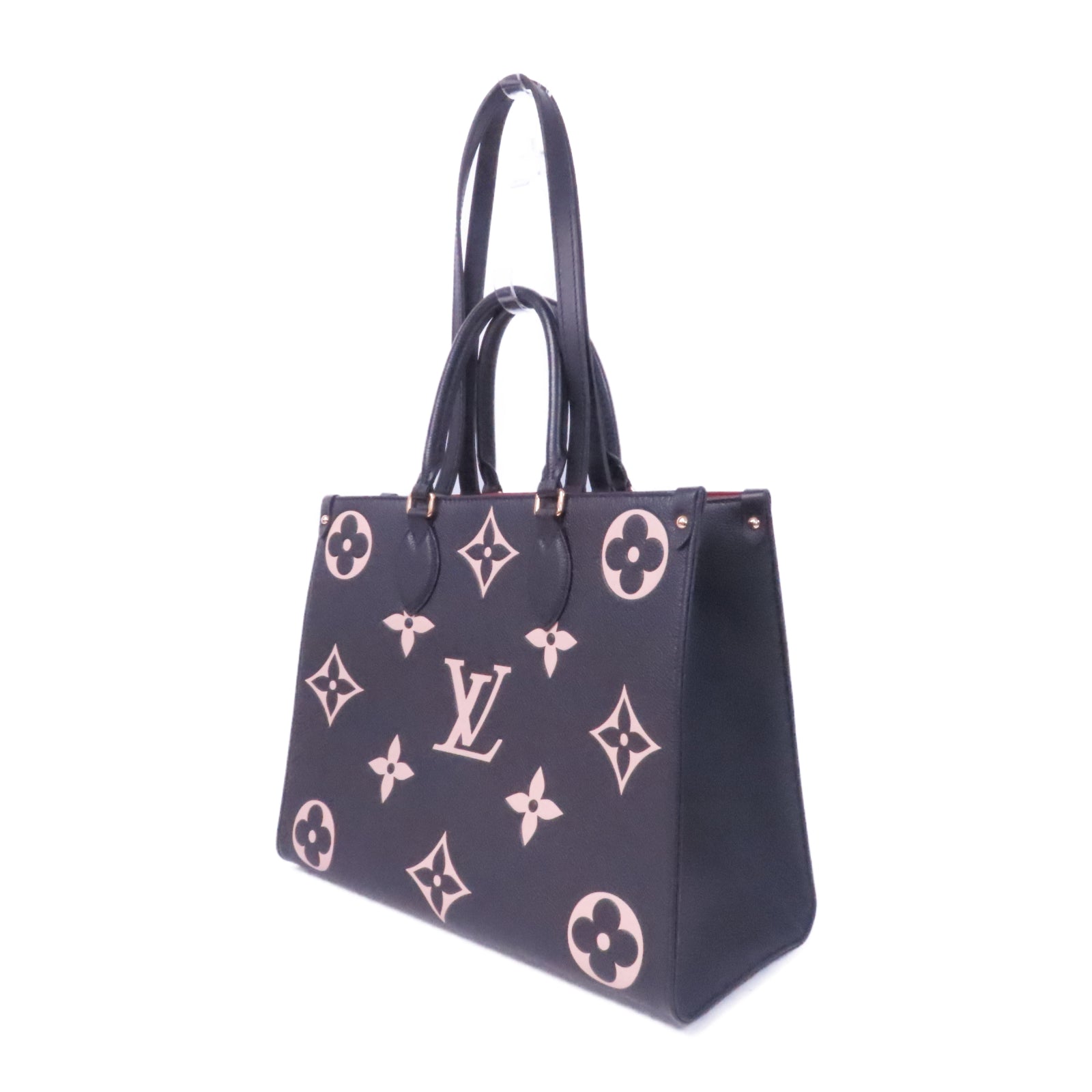 LOUIS VUITTON Monogram Empreinte On The Go 金扣手挽肩背兩用袋黑色