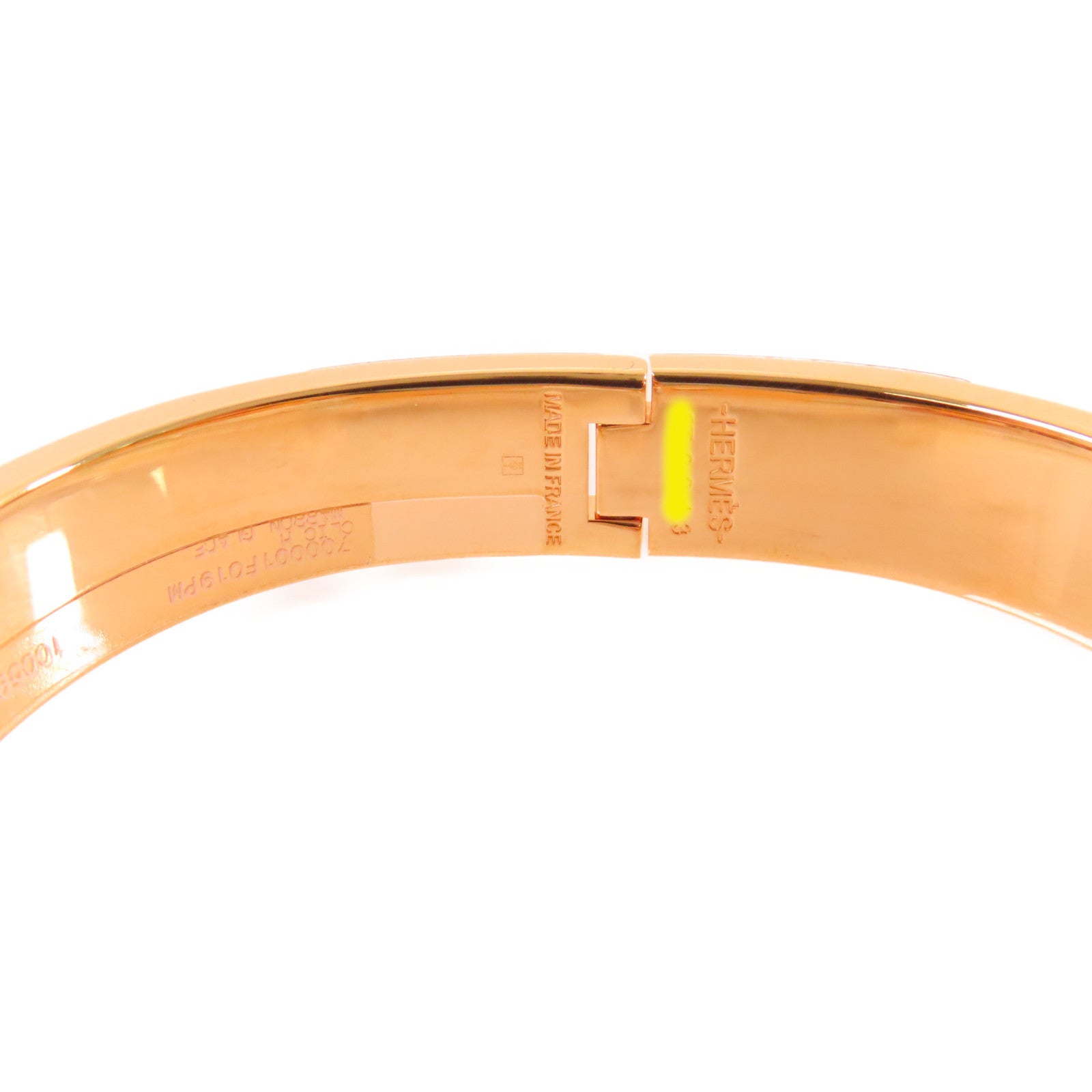HERMES 金屬/琺瑯Clic-Clac H Bracelet金扣手鐲杏色