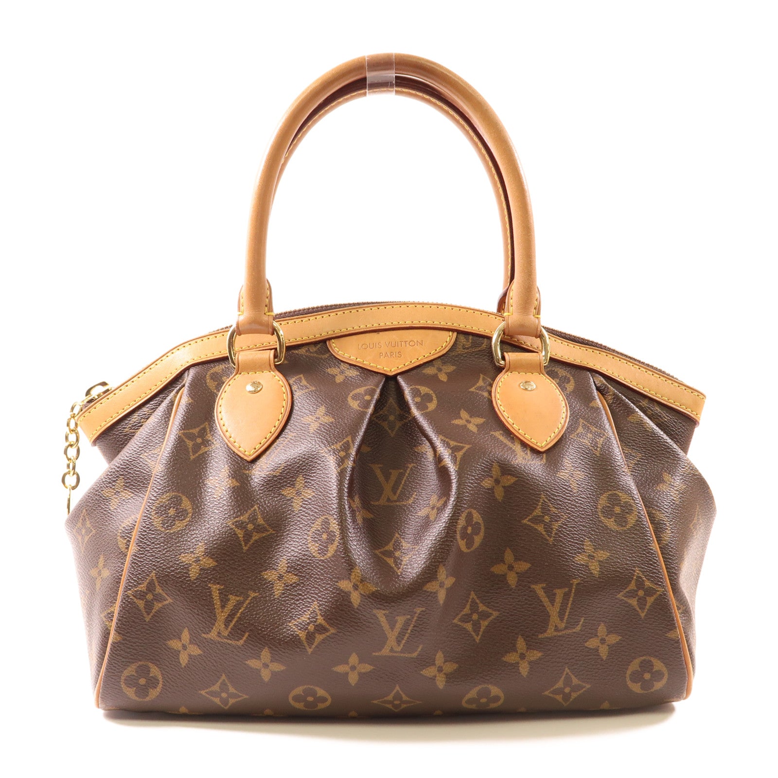 LOUIS VUITTON Monogram Tivoli PM金扣手挽袋棕色