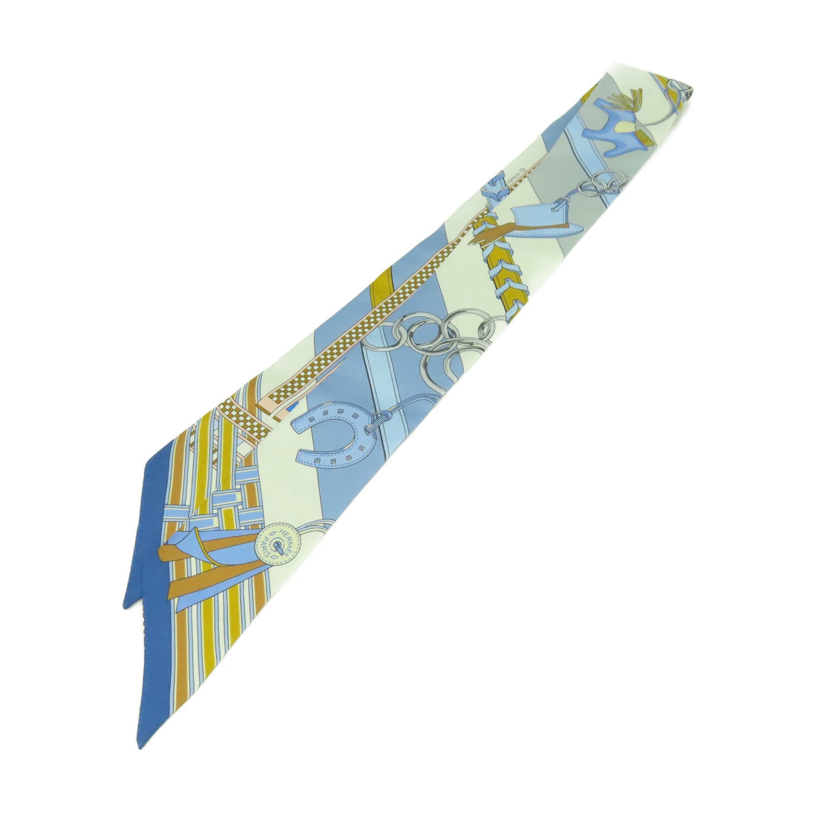 HERMES 【激減優惠】絲質Twilly絲巾藍色