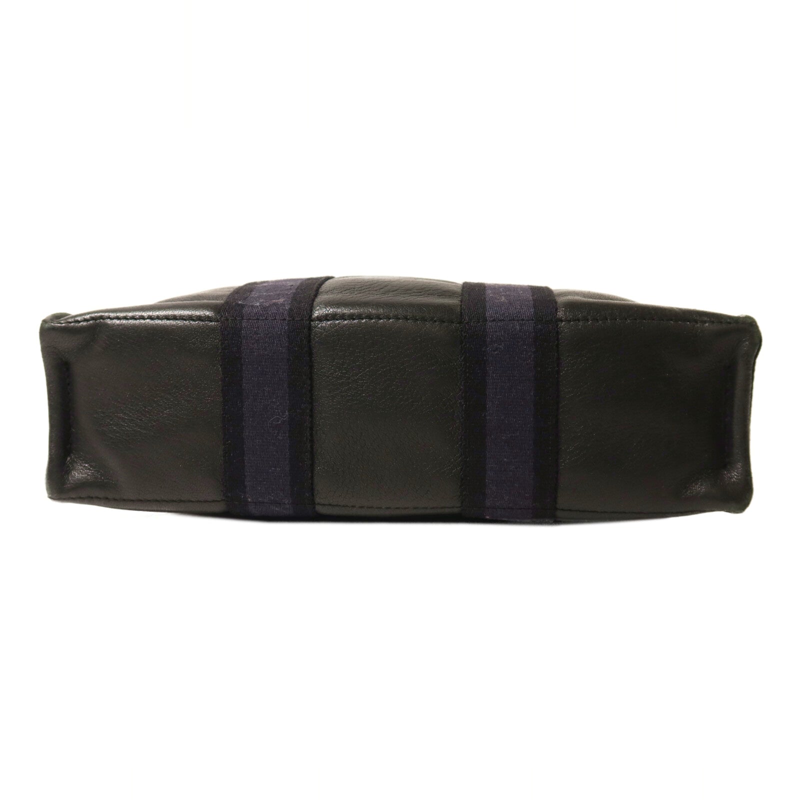 HERMES 帆布/牛皮皮革Fourre Tout PM銀扣手挽袋Noir