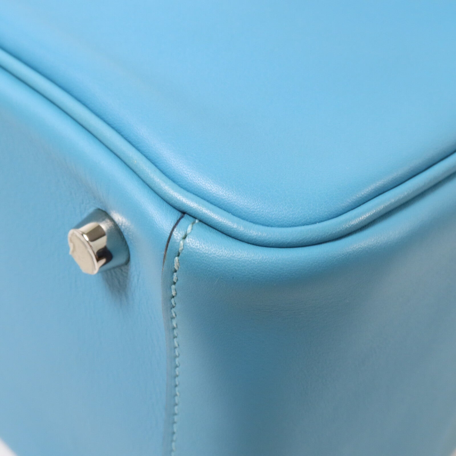 HERMES Swift皮革Lindy 26手挽肩背兩用袋Bleu Du Nord/Vert Verone