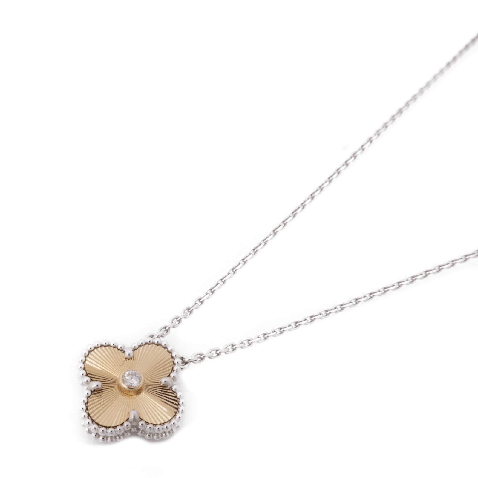 Van Cleef & Arpels 18K白金/玫瑰金 Vintage Alhambra Pendant項鍊