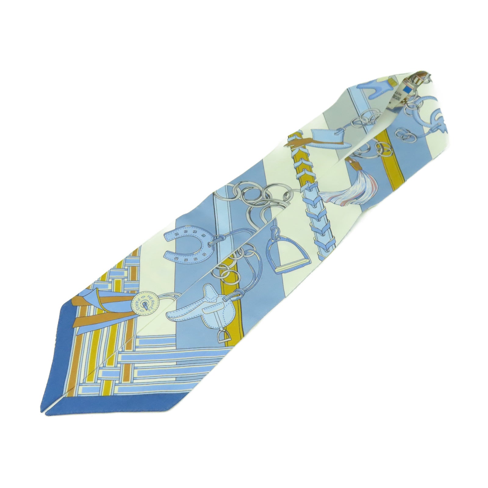 HERMES 【激減優惠】絲質Twilly絲巾藍色