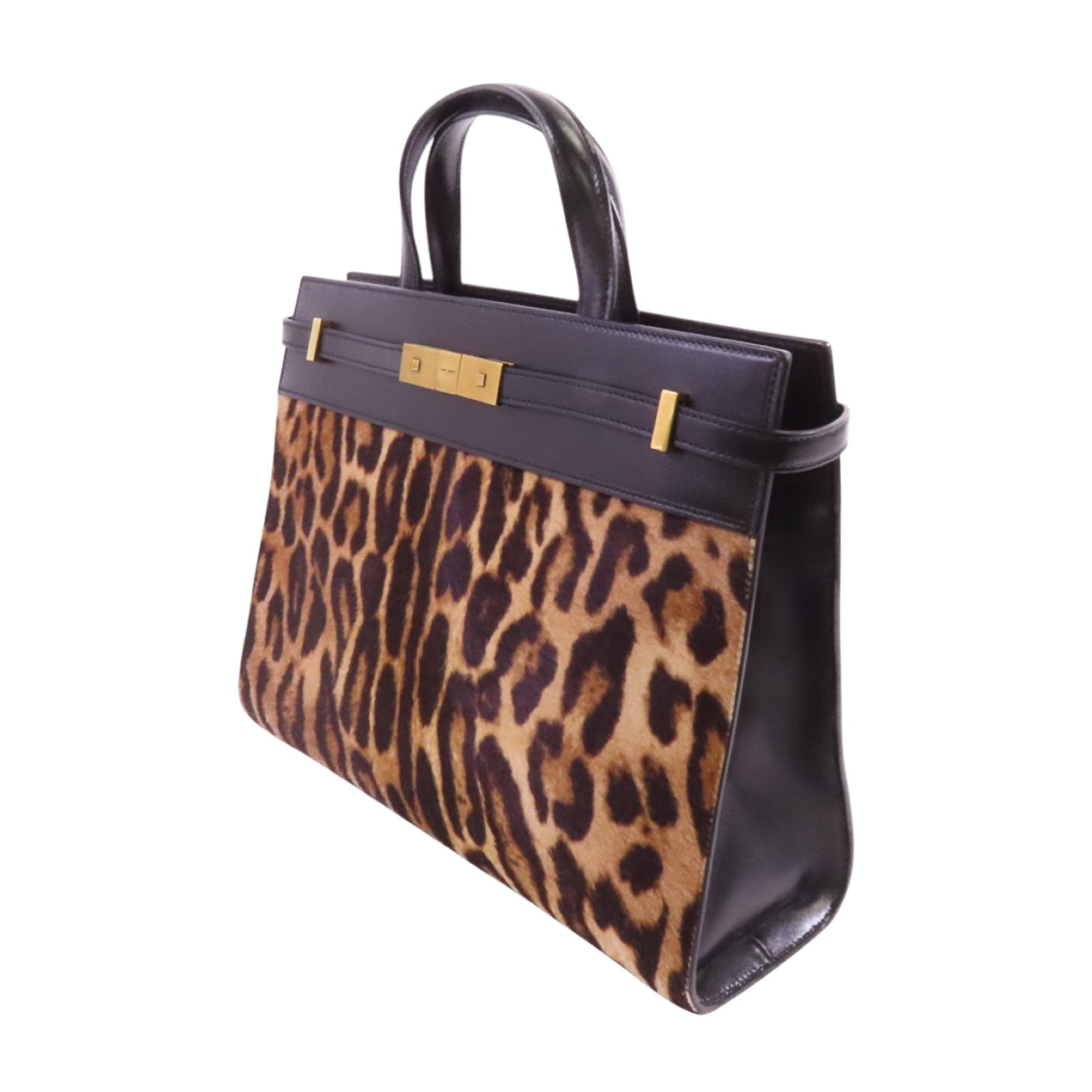 SAINT LAURENT 馬毛Manhattan金扣手挽肩背兩用袋