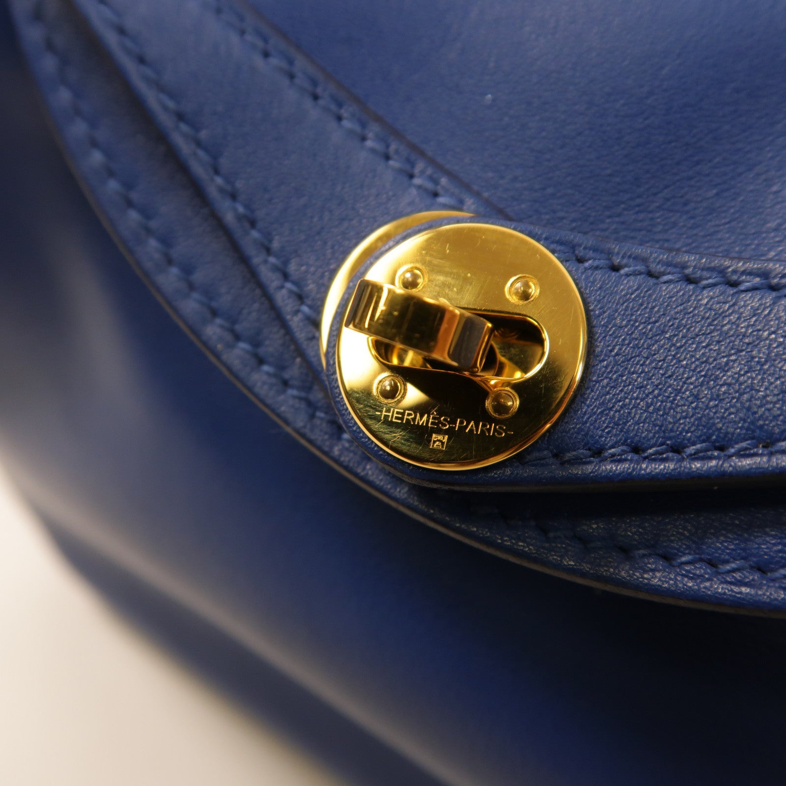 HERMES GHW Mini Lindy 20 Handbag Shoulder Bag Swift Leather Bleu France