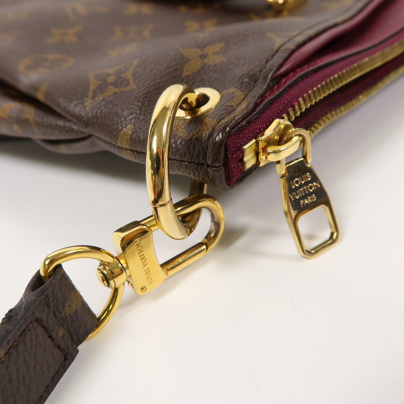 LOUIS VUITTON Monogram Pallas金扣手挽肩背兩用袋棕色/紫色