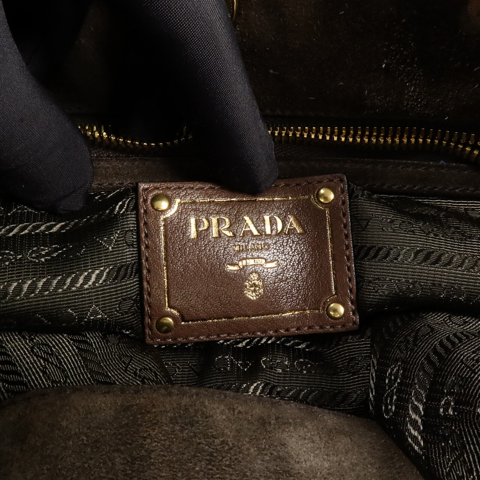 PRADA 麂皮皮革Borsa in Camoscio手挽肩背兩用袋