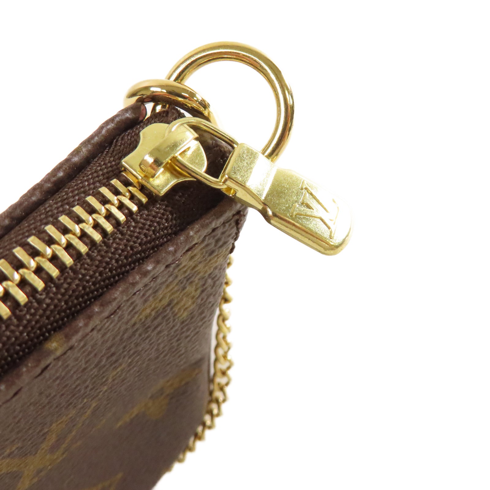 LOUIS VUITTON 【激減優惠】Monogram Mini Pochette Accessoires Pouch金扣鏈帶手挽袋啡色