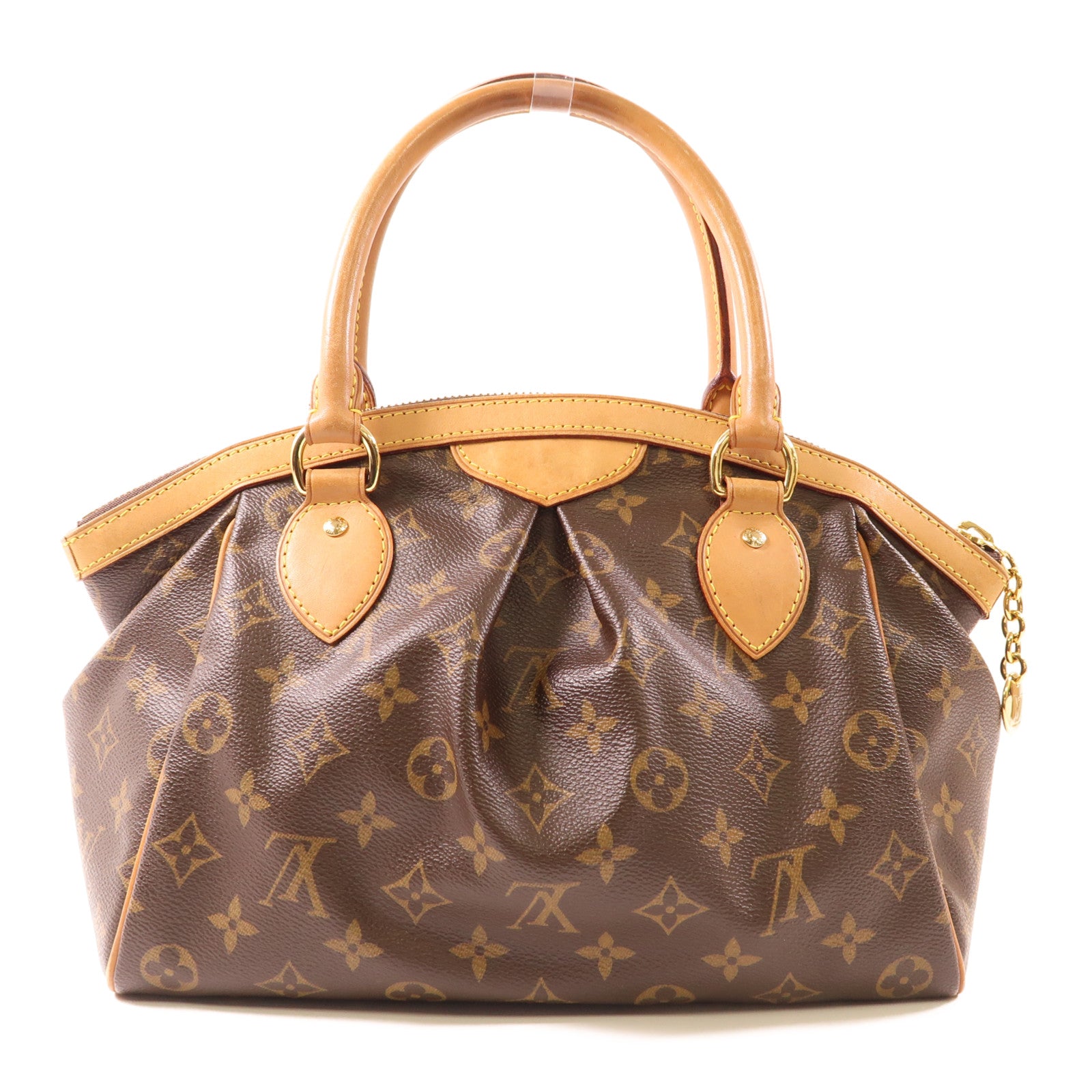 LOUIS VUITTON Monogram Tivoli PM金扣手挽袋棕色