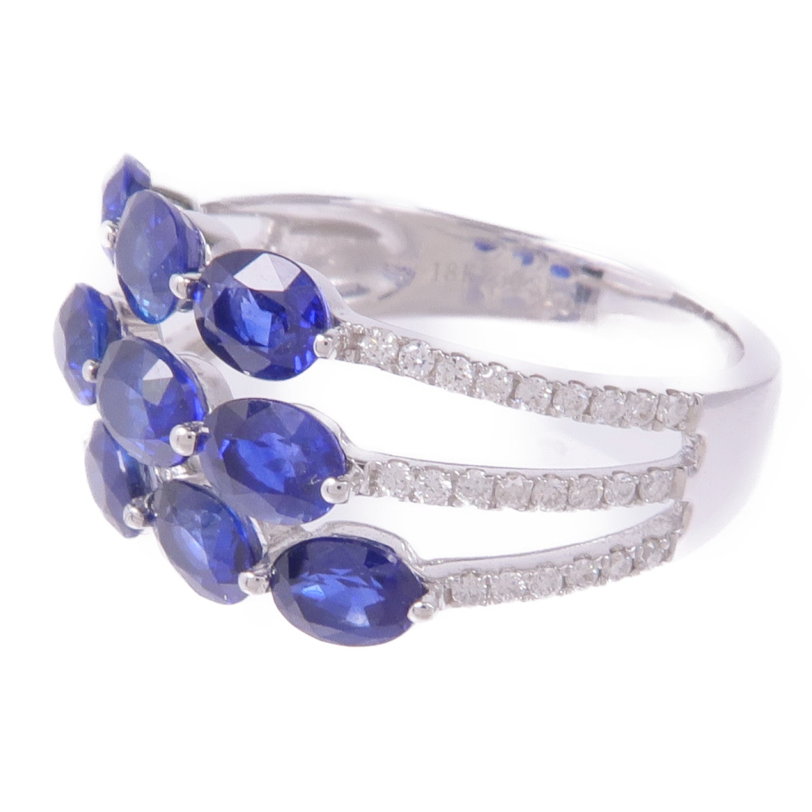 JEWELRY 【激減優惠】18K白金/藍寶石Sapphire Diamond Ring鑽石戒指US#6.5