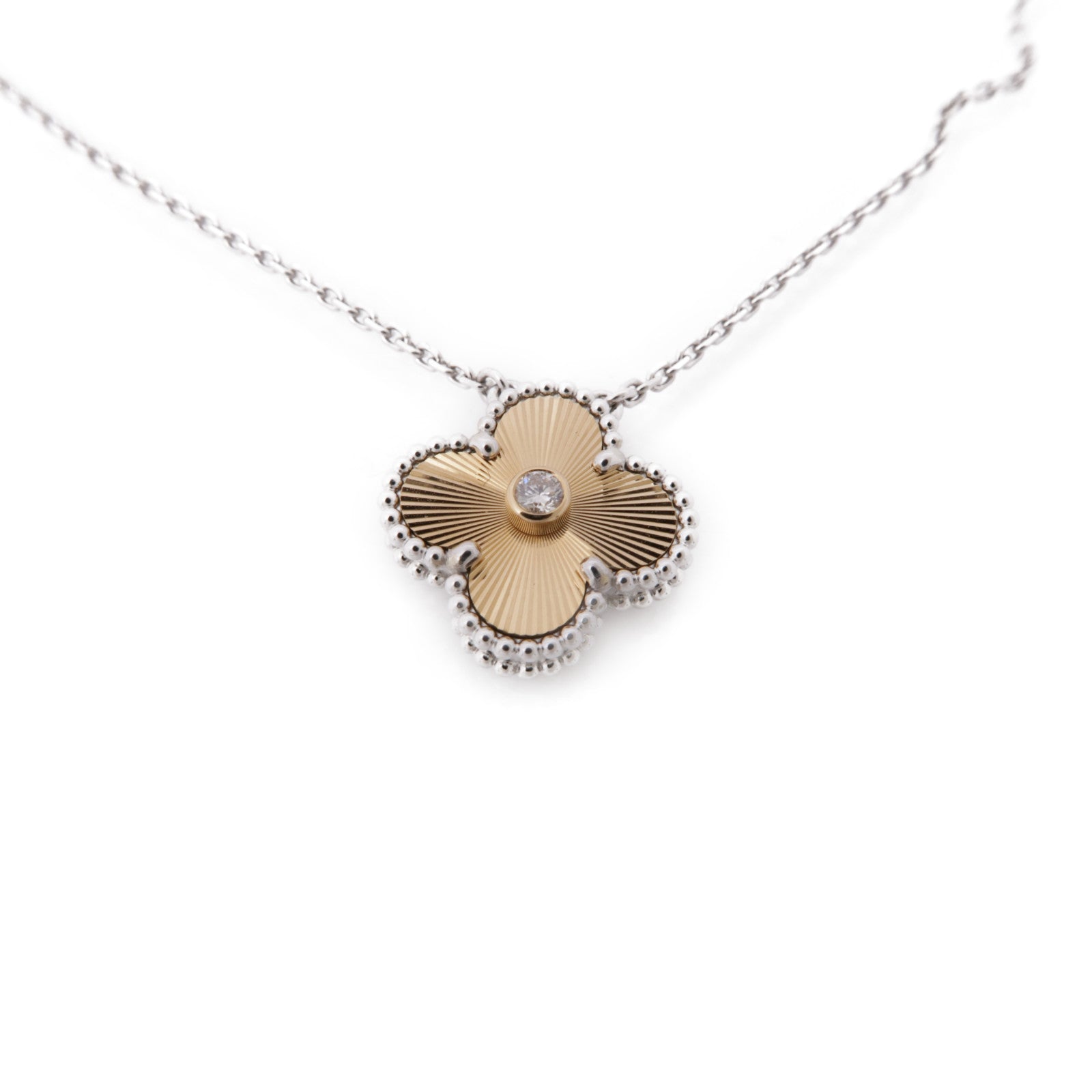 Van Cleef & Arpels 18K白金/玫瑰金 Vintage Alhambra Pendant項鍊