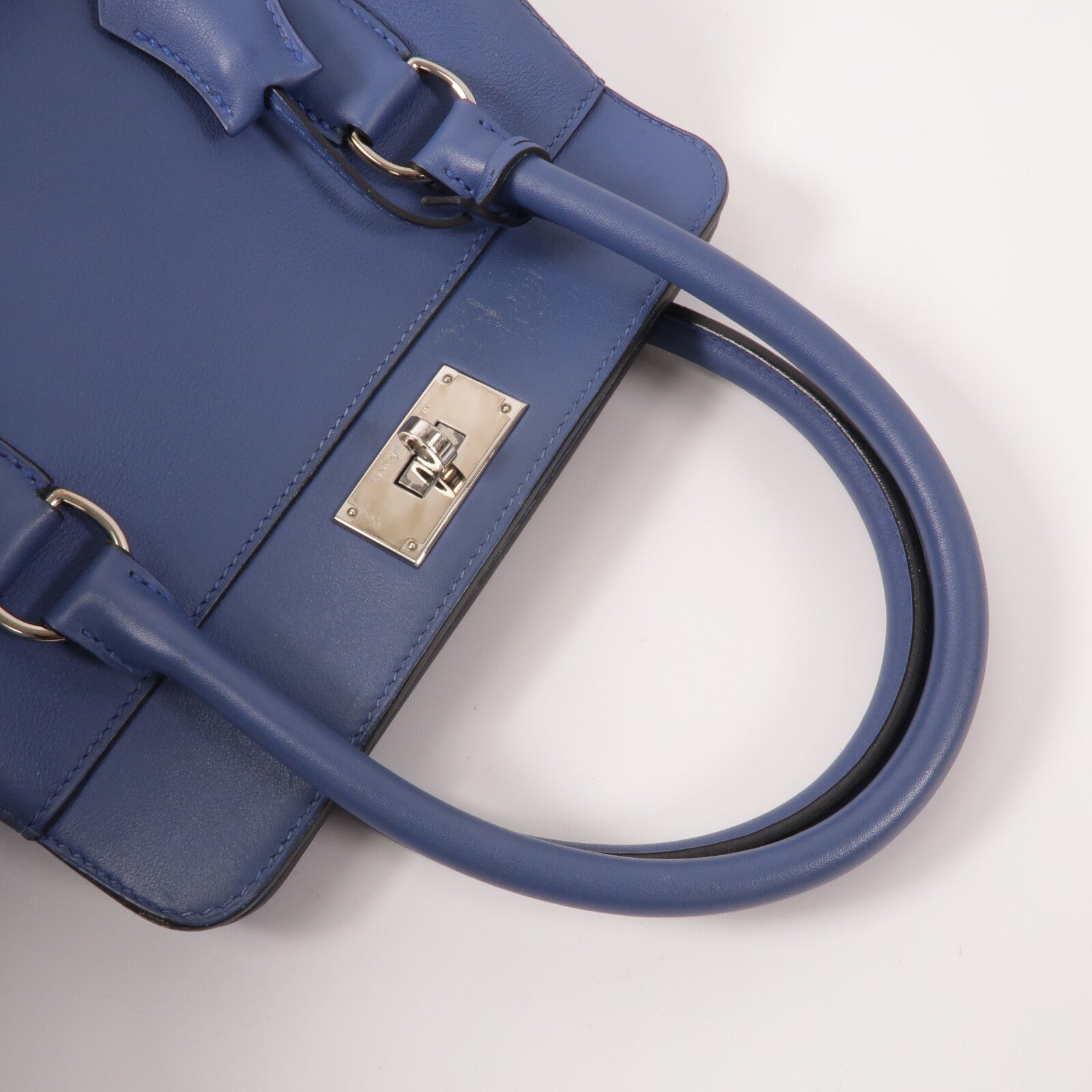 HERMES Swift皮革Toolbox 20手挽肩背兩用袋Bleu Agate