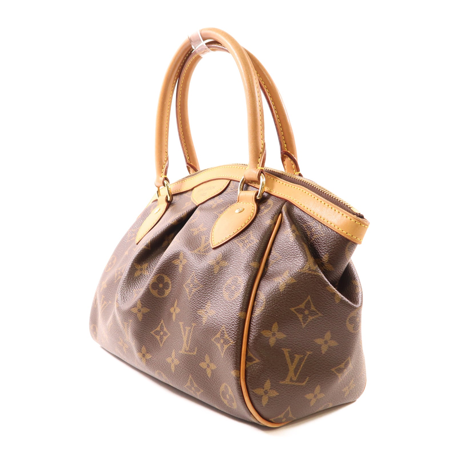 LOUIS VUITTON Monogram Tivoli PM金扣手挽袋棕色