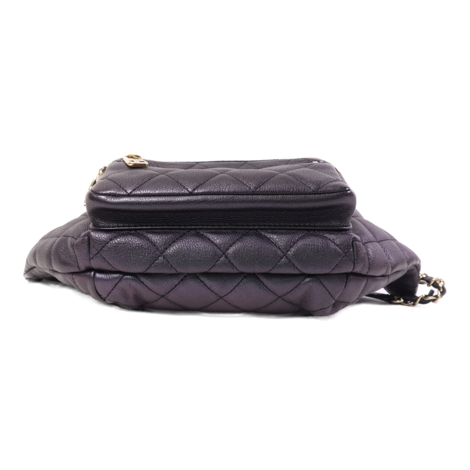 CHANEL 牛皮皮革Belt Bag金扣鏈帶腰包