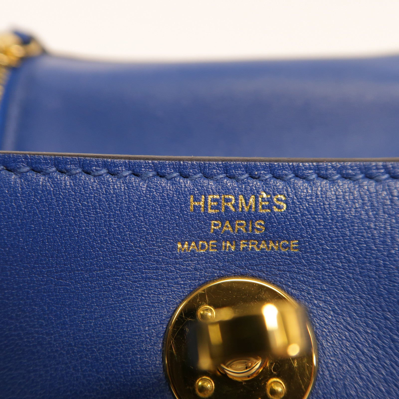 HERMES GHW Mini Lindy 20 Handbag Shoulder Bag Swift Leather Bleu France